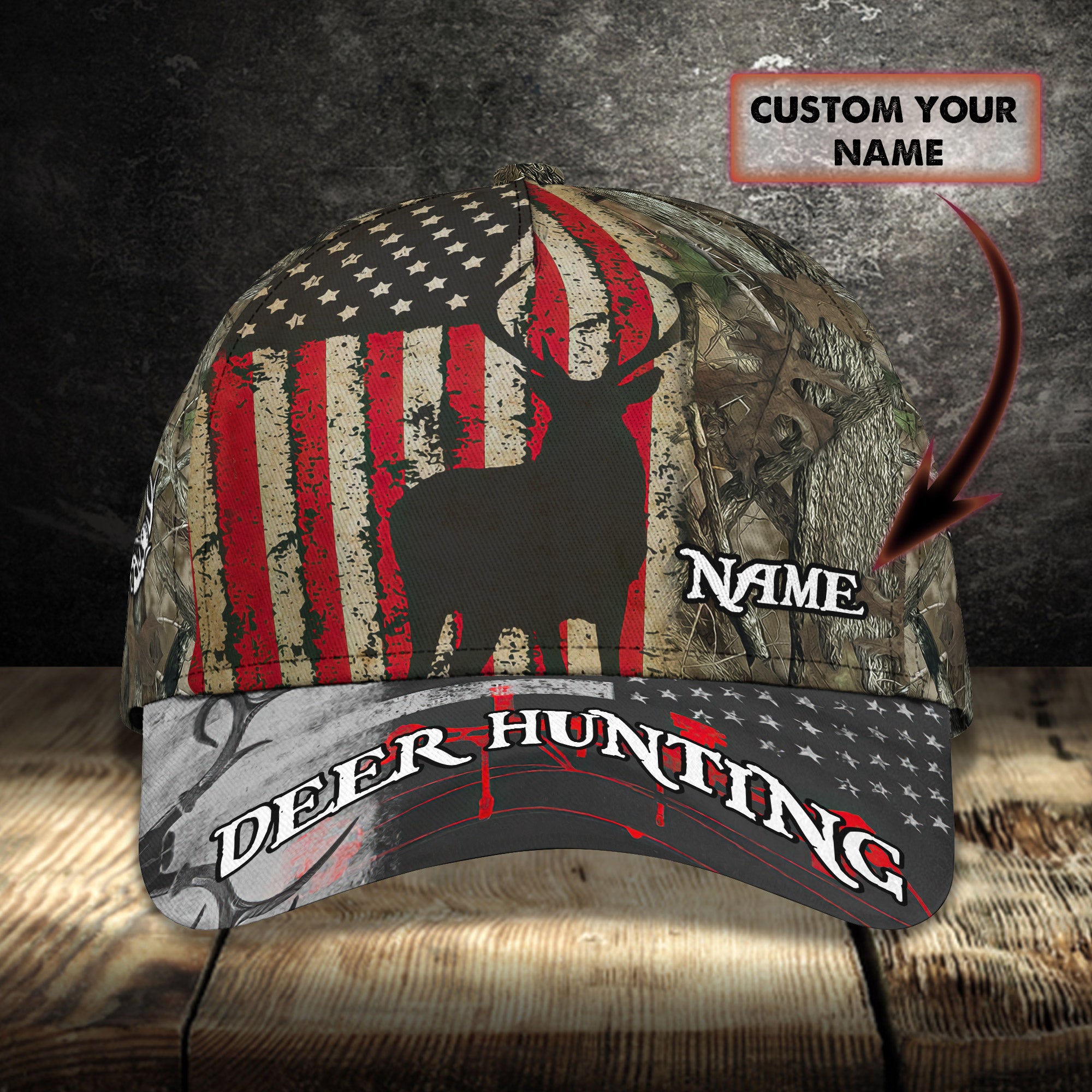 American - Deer Hunting - Personalized Name Cap - Loop- T2k-163