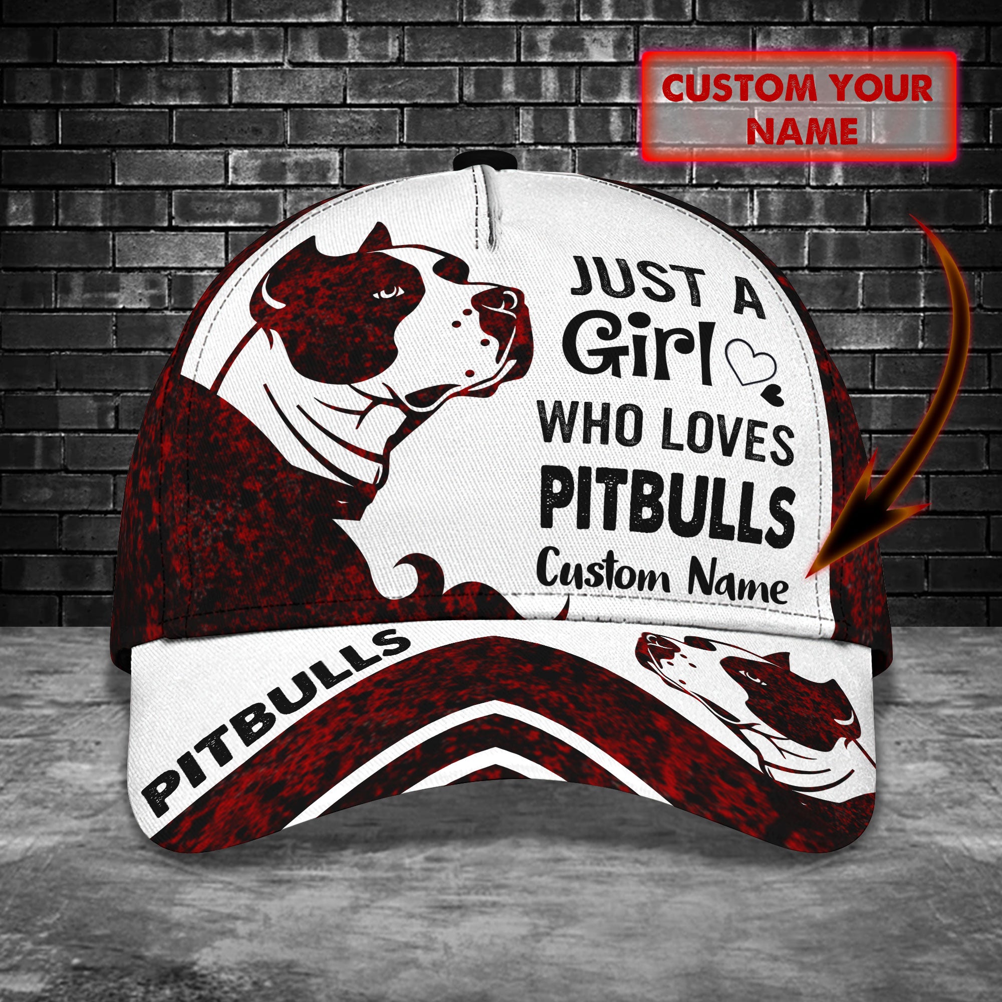 Just A Girl Who Loves Pitbull - Personalized Name Cap -Loop- T2k -140