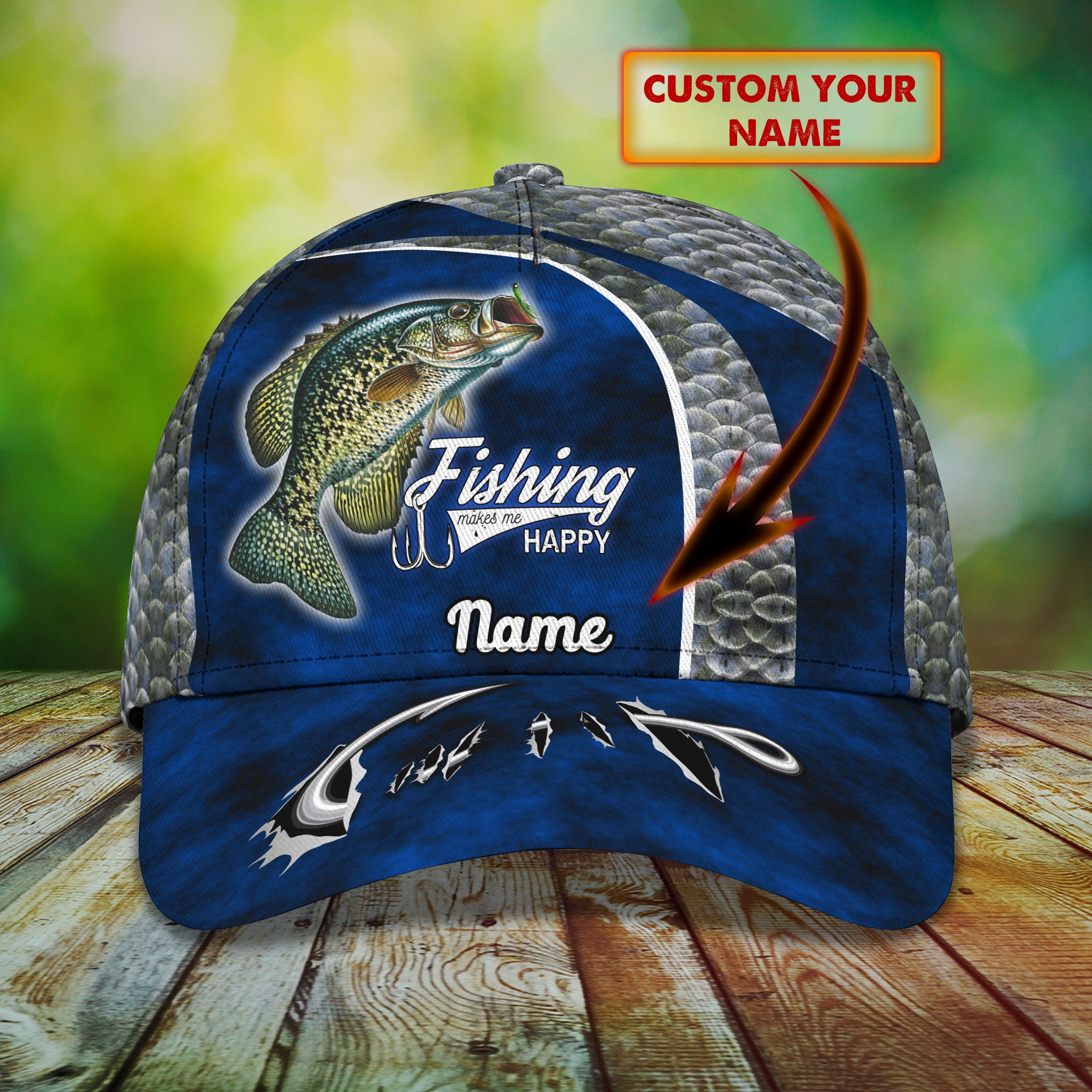 Crappie Fishing (blue) - Personalize Name Cap  - Loop - Ntp-200