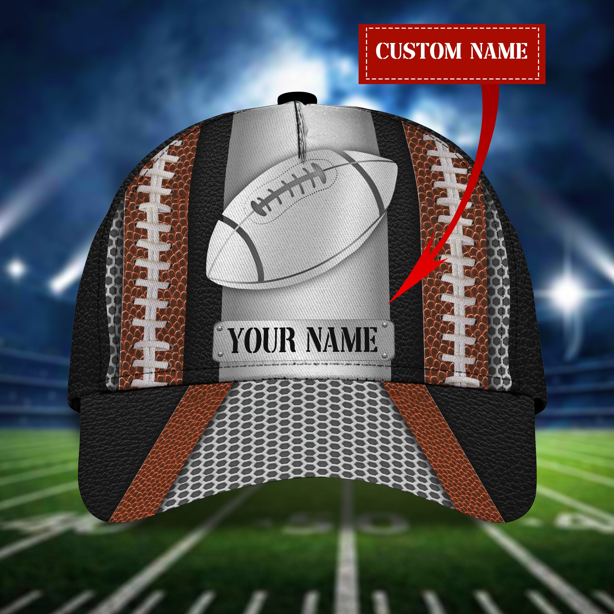 Rugby Ball - Personalized Name Cap - Pt97