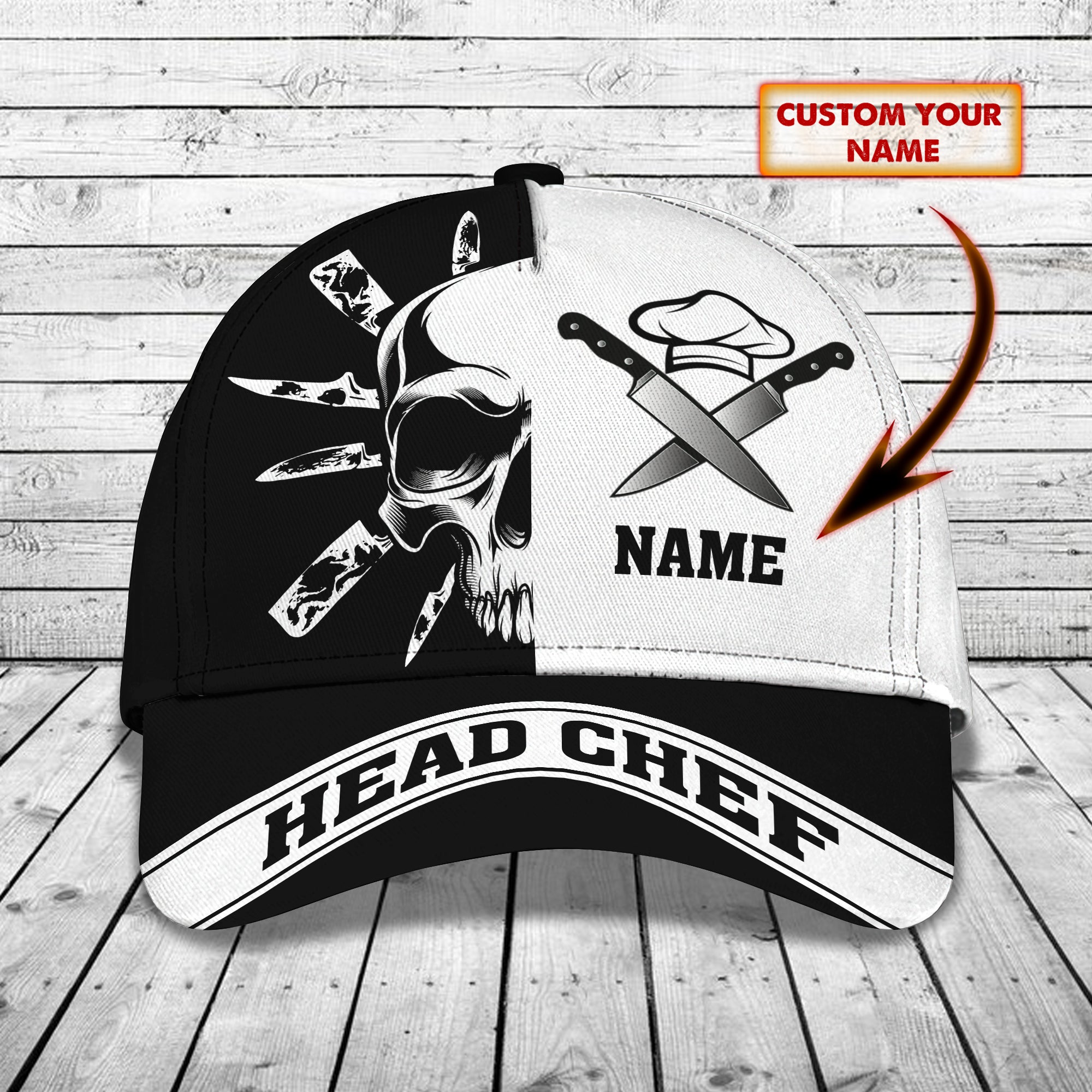 Chef & Skull - Personalized Name Cap -Loop- Hd98 28