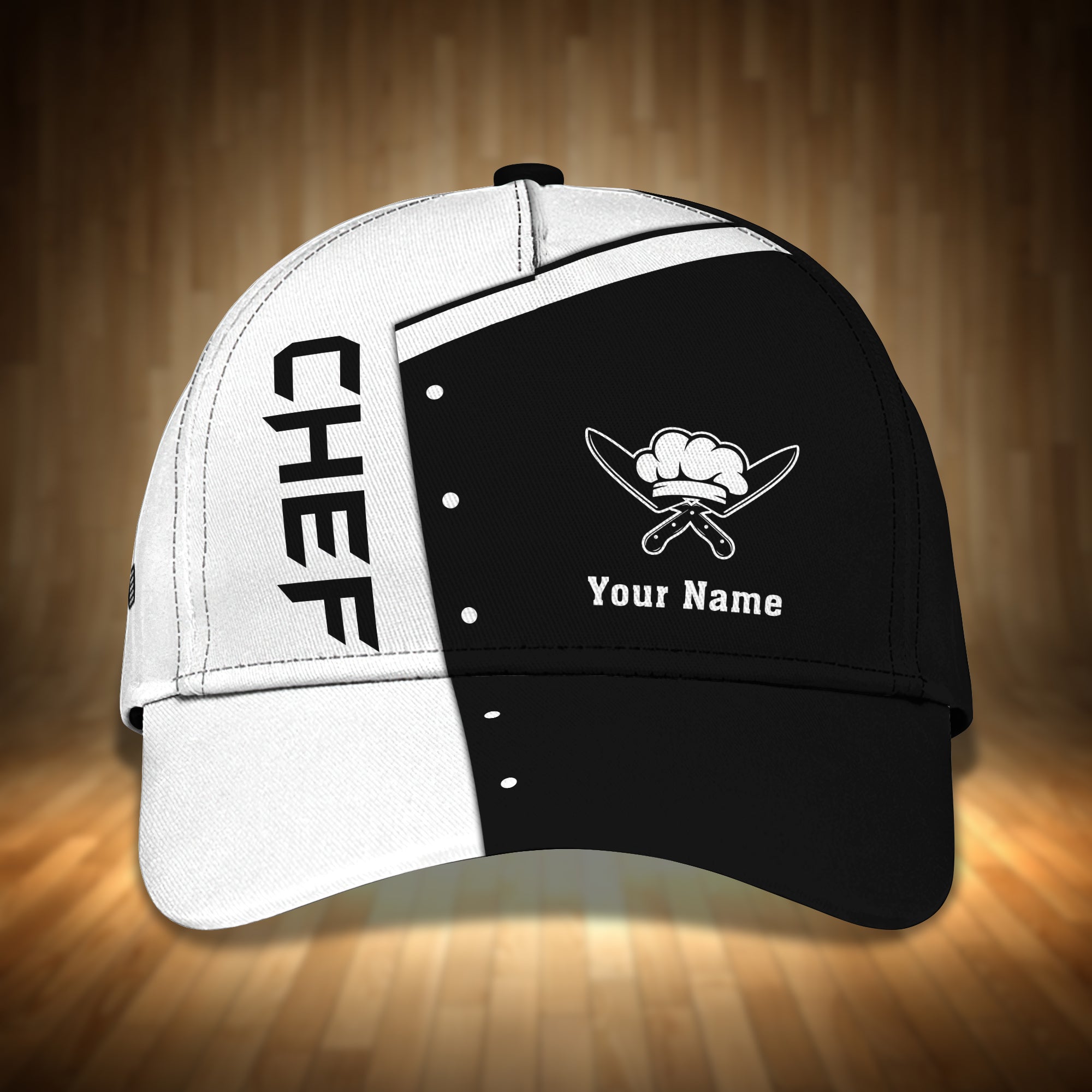 Chef Cook Personalized Name Cap 19 RinC98 Black & White