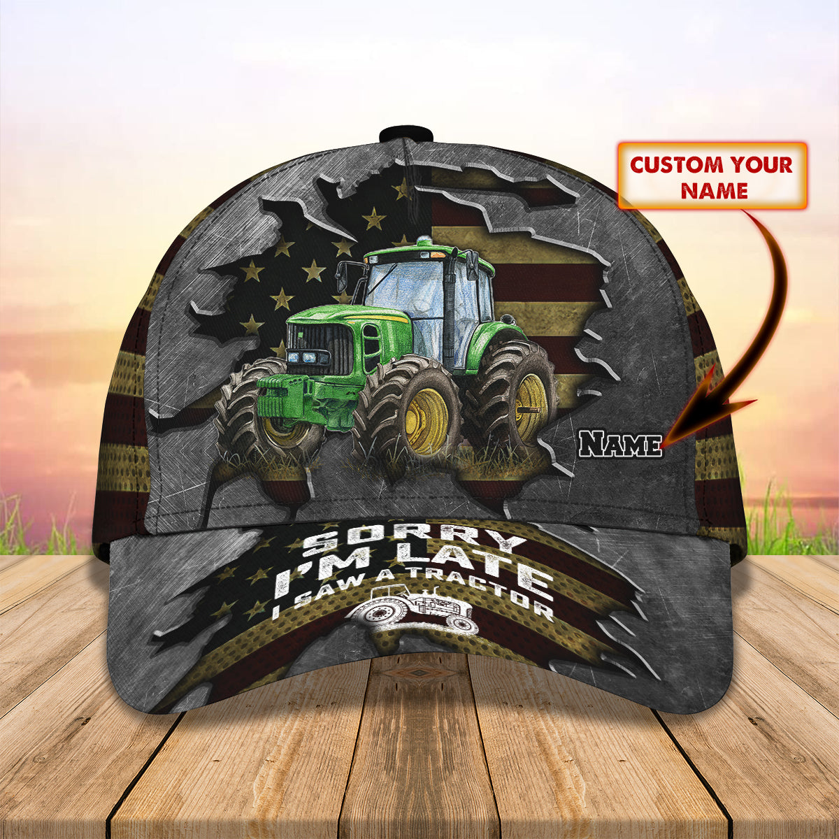 Sorry I'm Late I Saw A Tractor - Personalized Name Cap - Loop- T2k-204