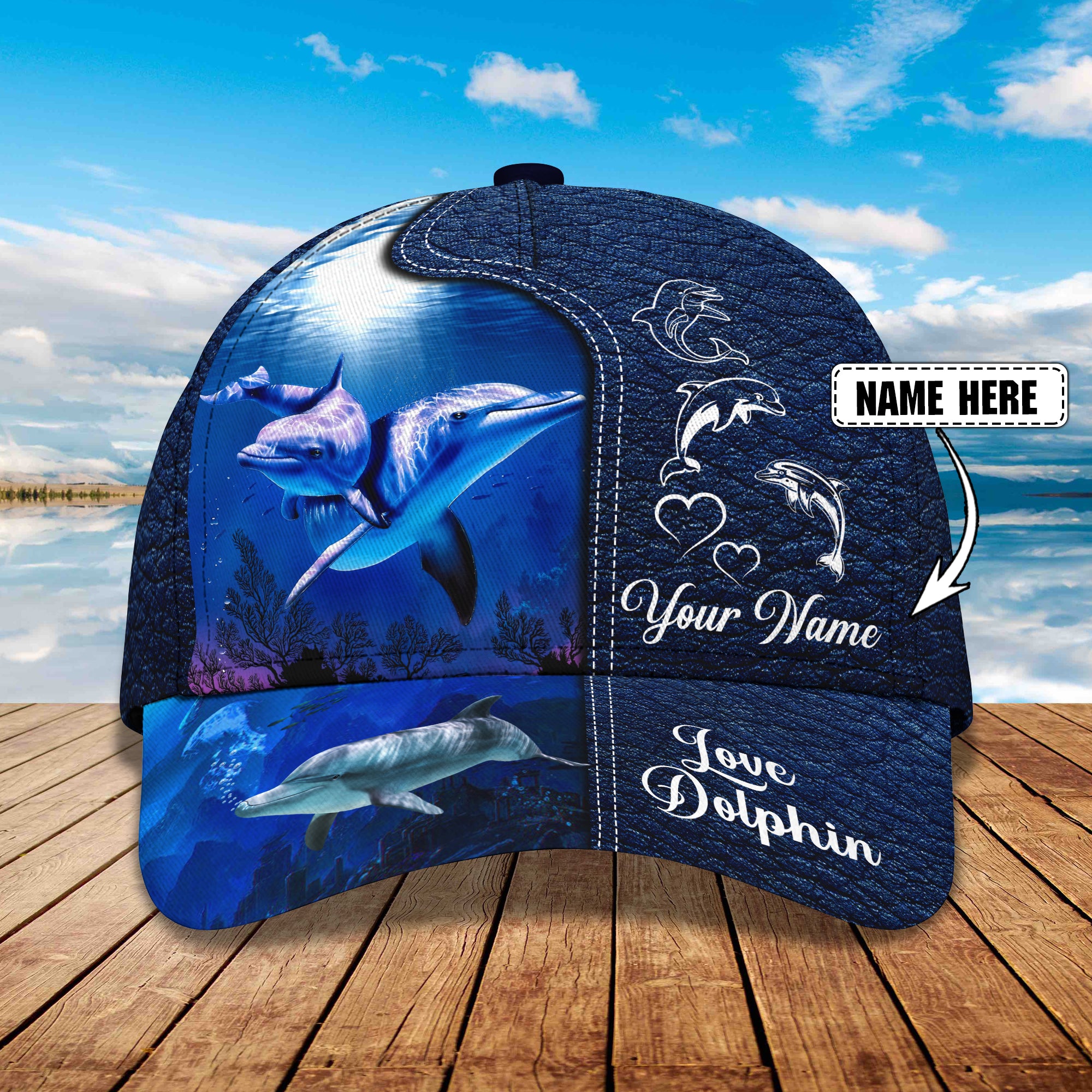 Love Dolphin - Personalize Name Cap - TD97-01