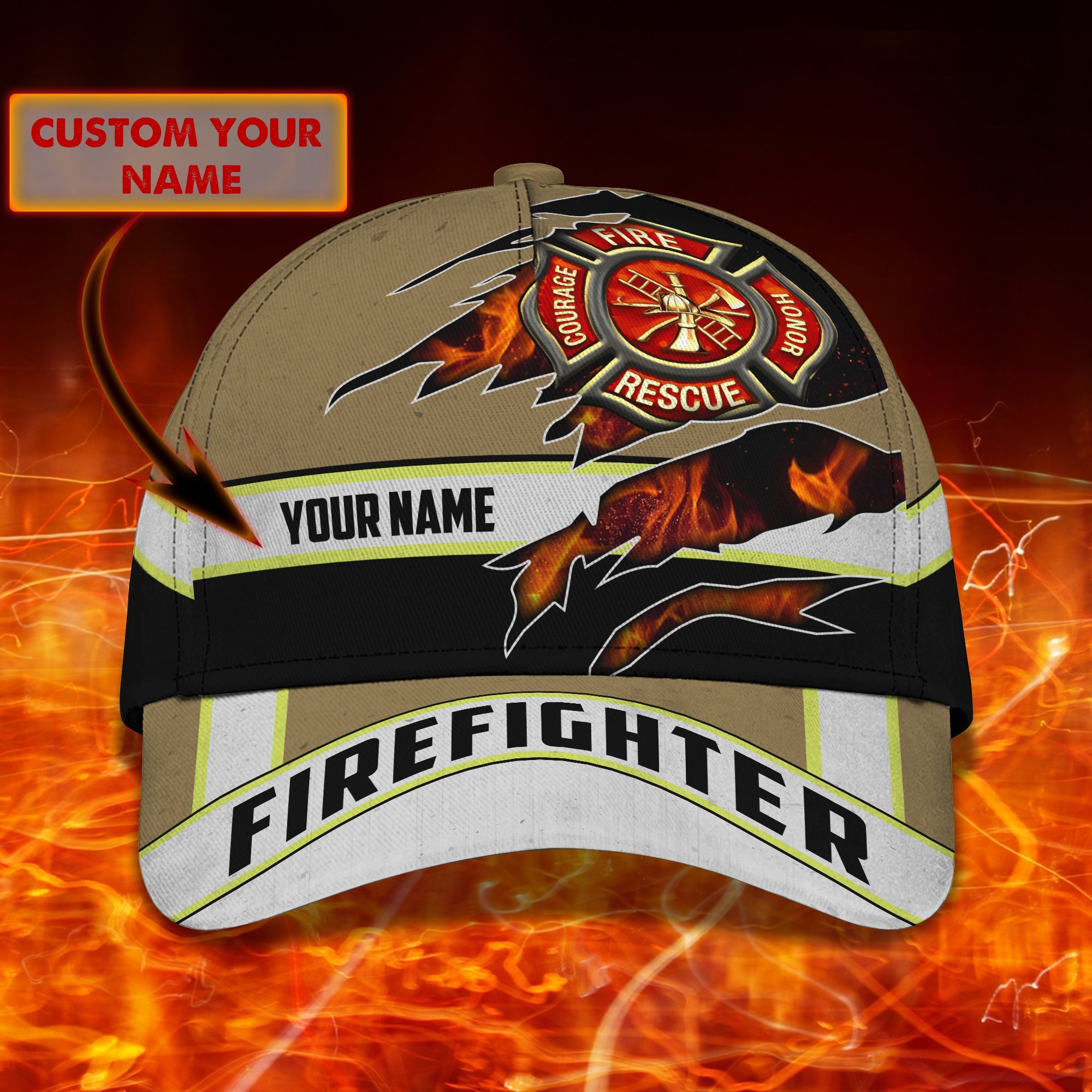 Firefighter 01- Personalized Name Cap - tra96