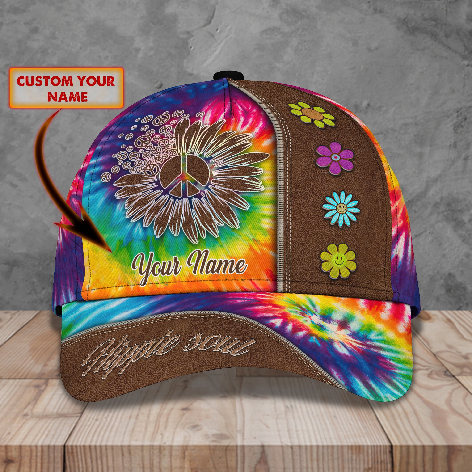 Hippie - Personalized Name Cap - Tra96