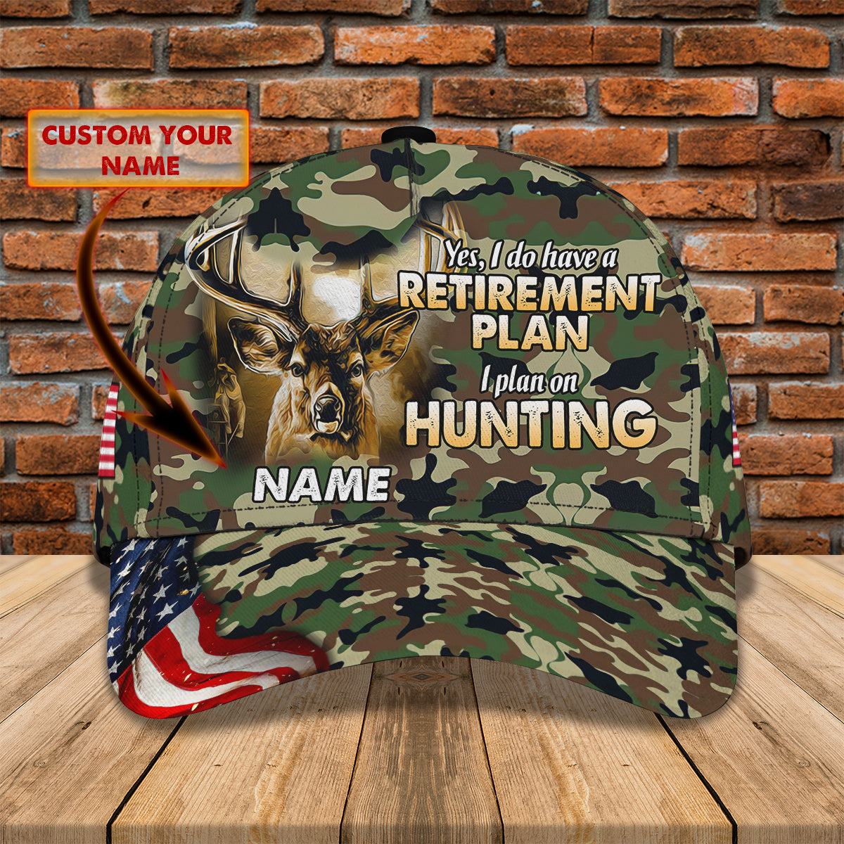 American - Deer Hunting 3- Personalized Name Cap - Loop- T2k-165