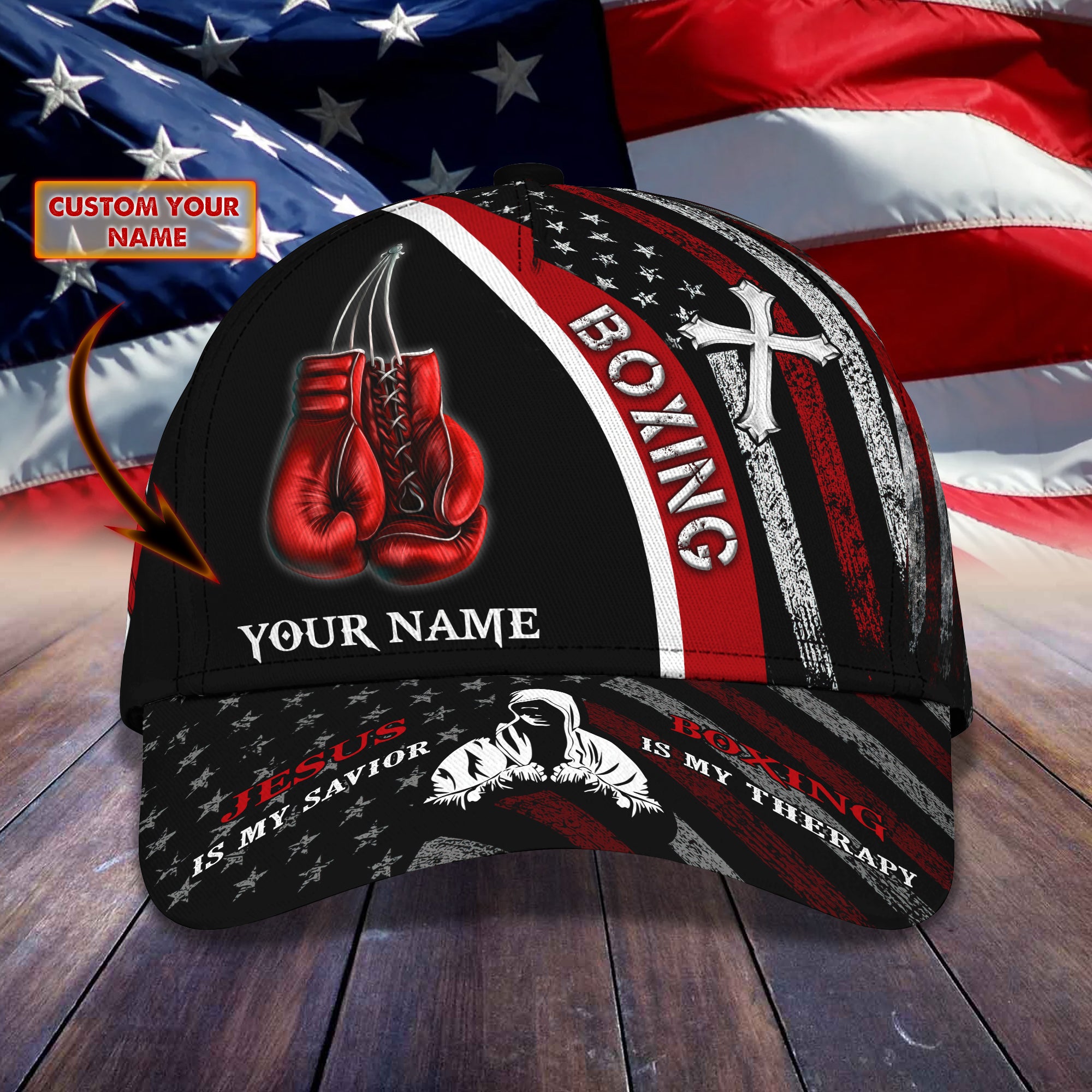 Boxing Is My Therapy - Personalized Name Cap - Loop- T2k-199