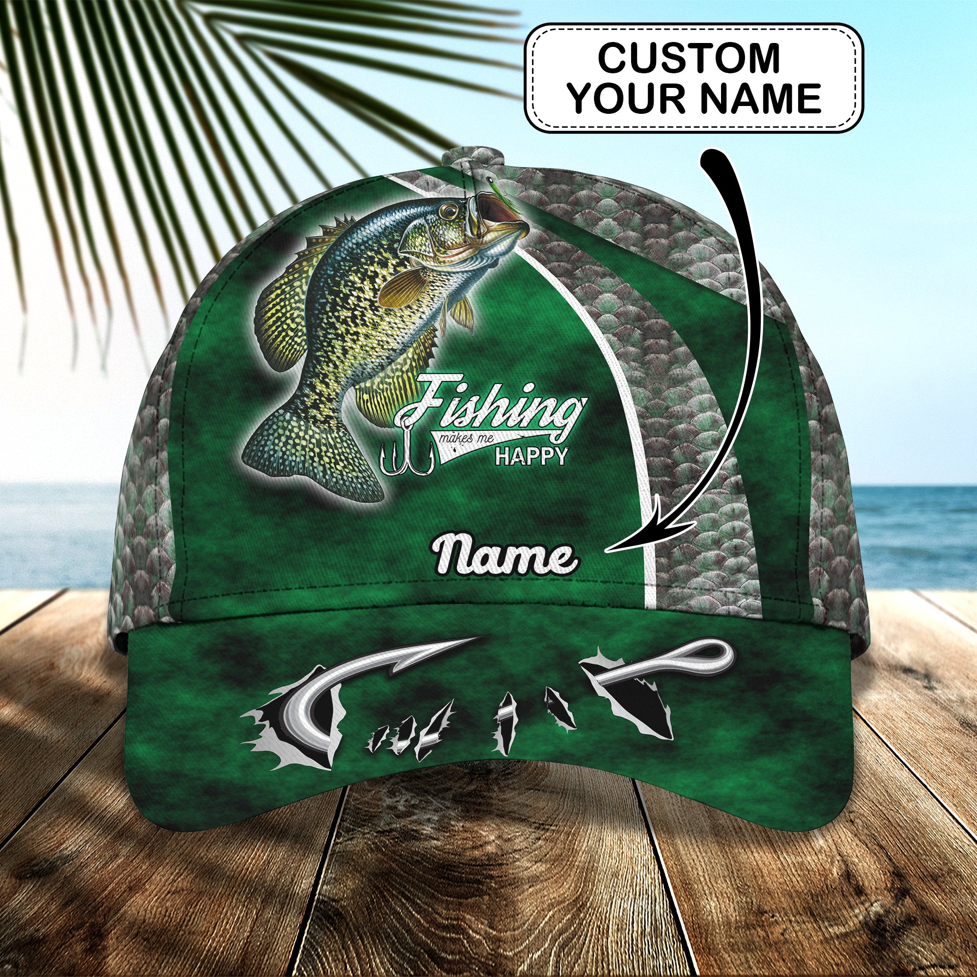 Crappie Fishing 09 - Personalize Name Cap  - Loop - Ntp-166