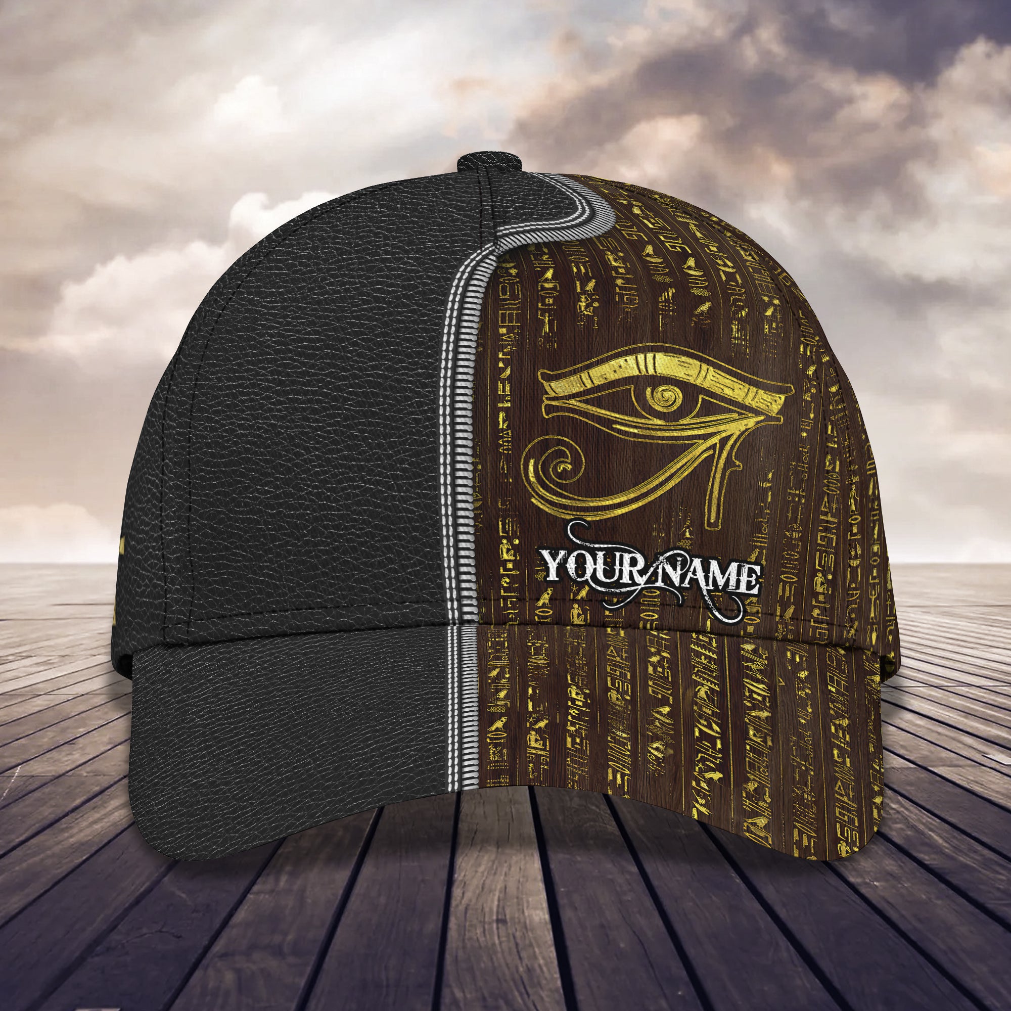 Egyptian Eye of Horus God - Personalized Name Cap 02 - HTA