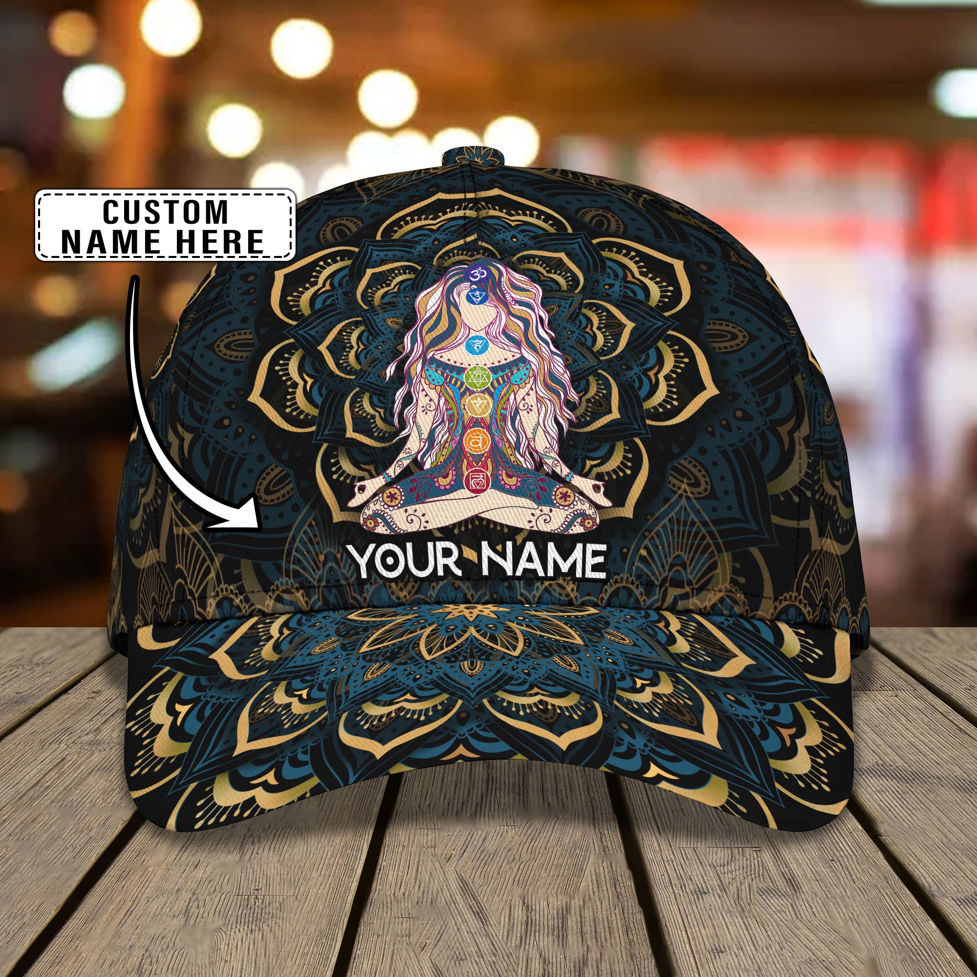 Yoga - Mandala - Personalized Name Cap