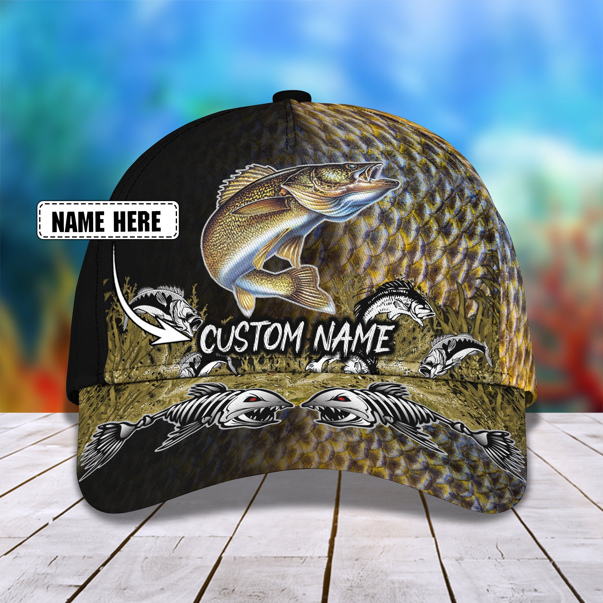 Walleye Fishing - Personalized Name Cap - Nmd 25