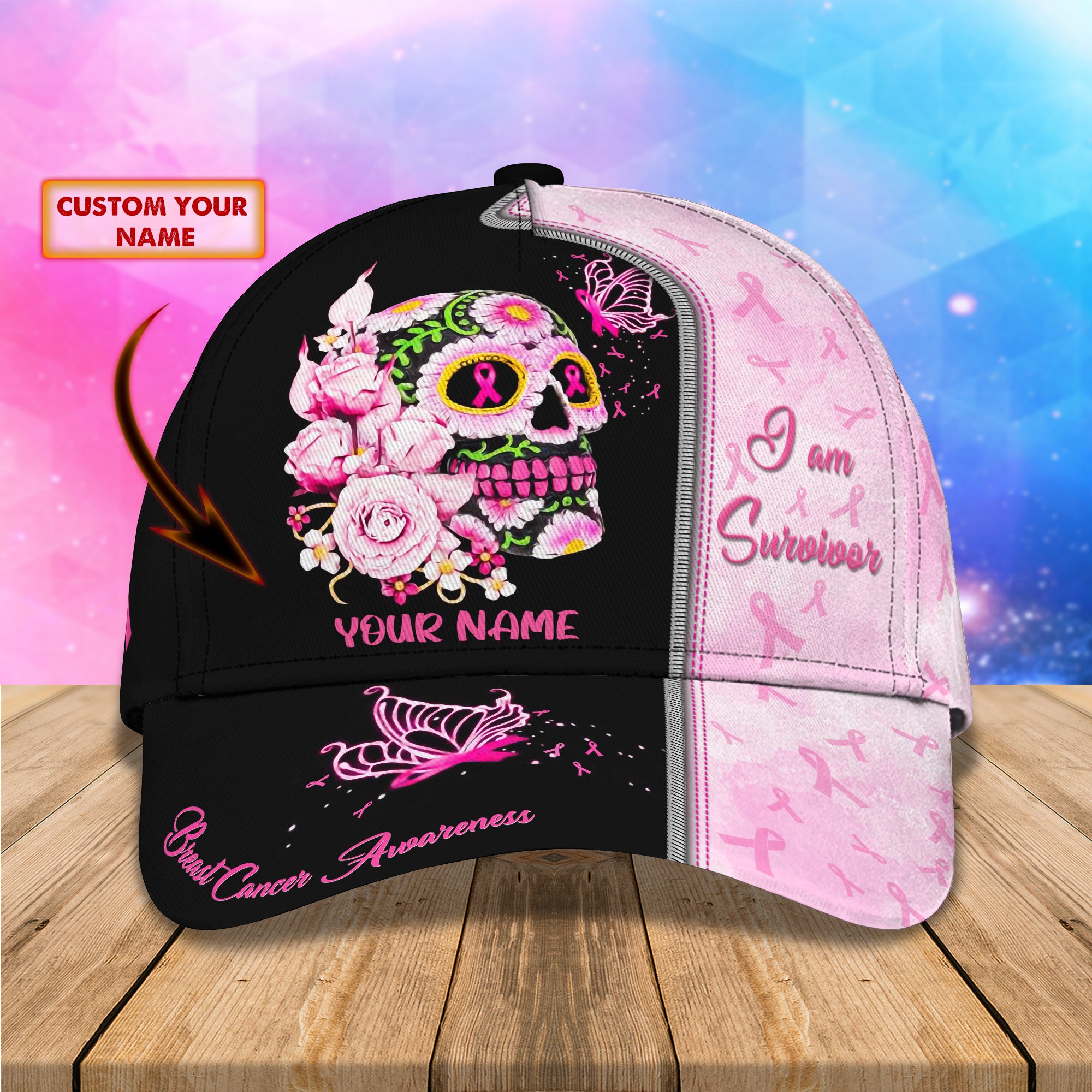 Breast Cancer Awareness 6 - Personalized Name Cap - Nsd99