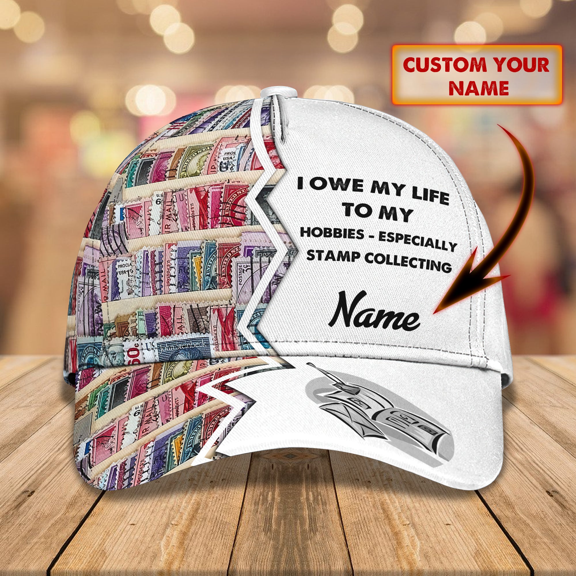 Stamp Collecting - Personalized Name Cap - Loop - H9h3-418