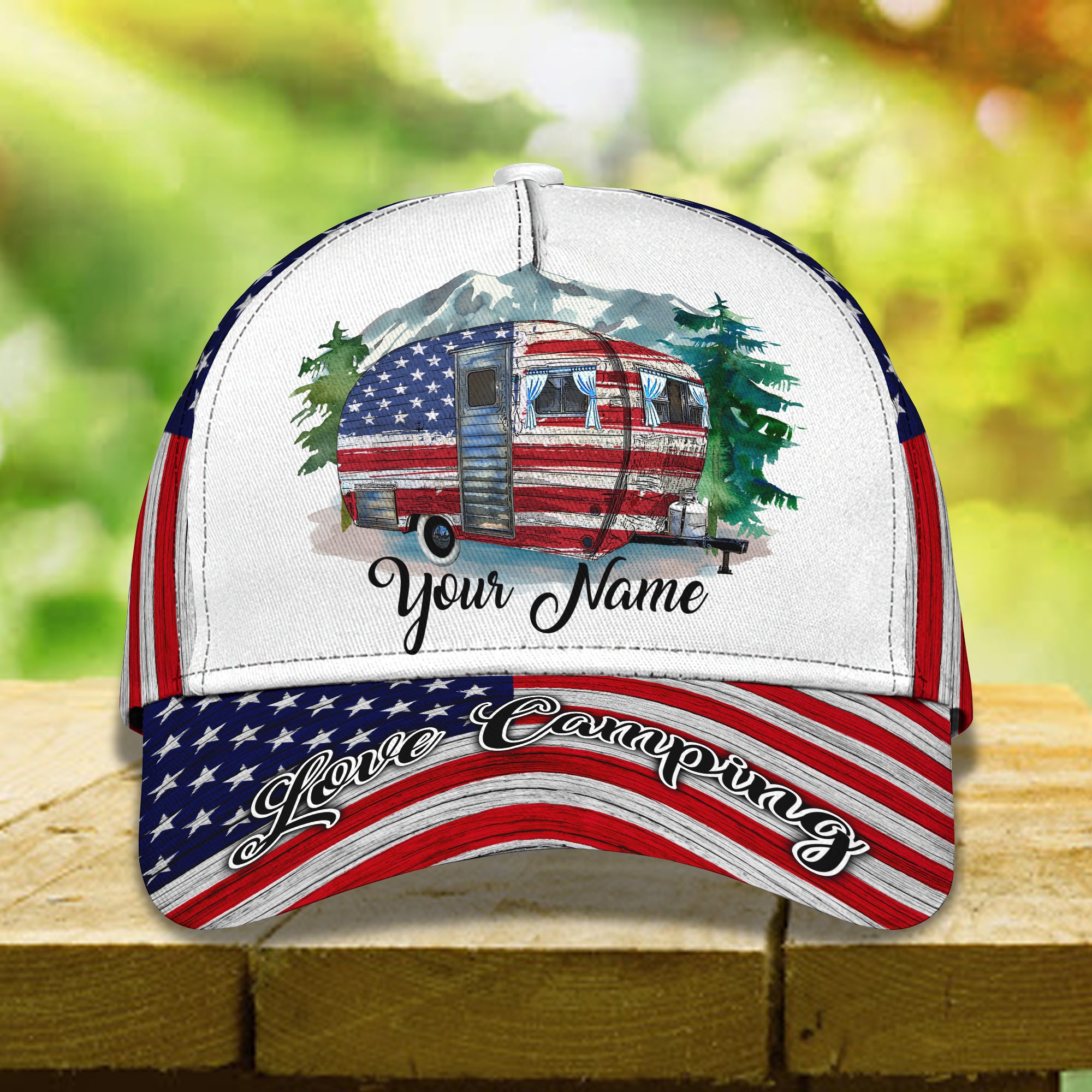 Love Camping - Personalized Name Cap - Tra96