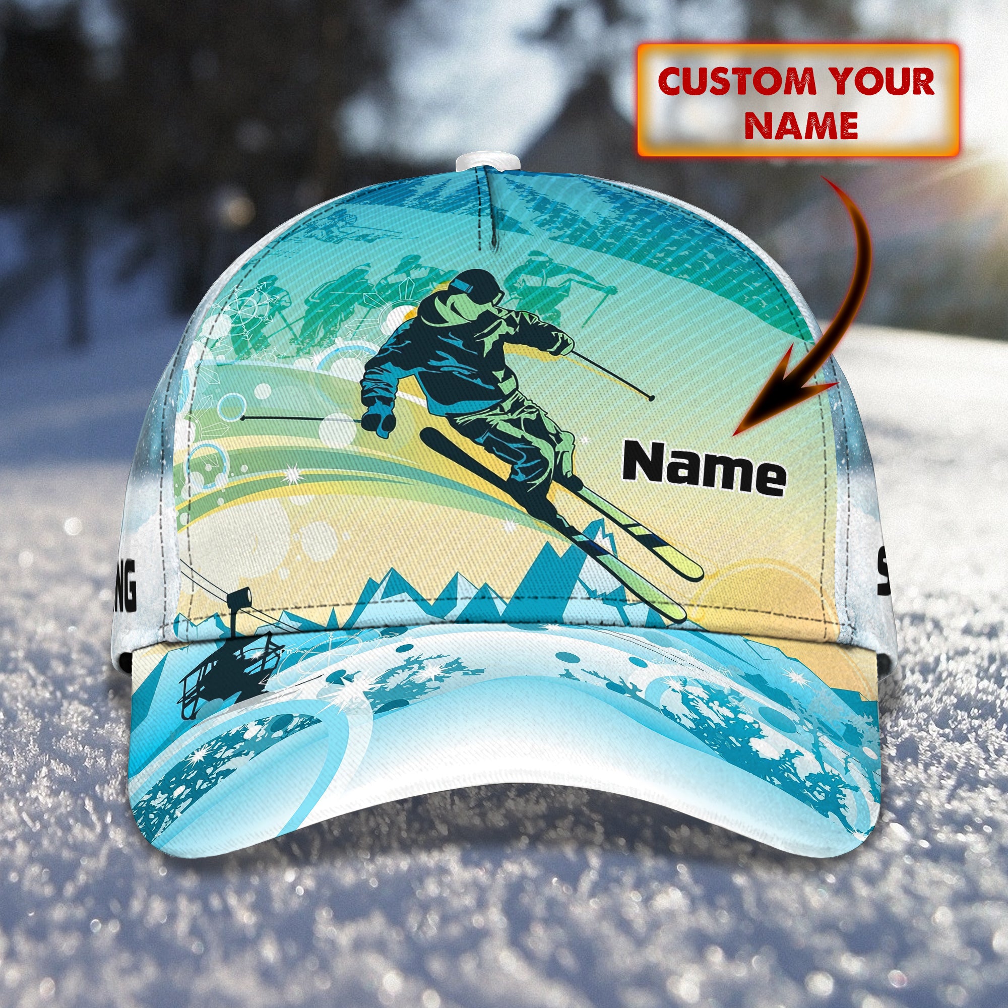 Skiing 2- Personalized Name Cap -Loop- Hd98 74