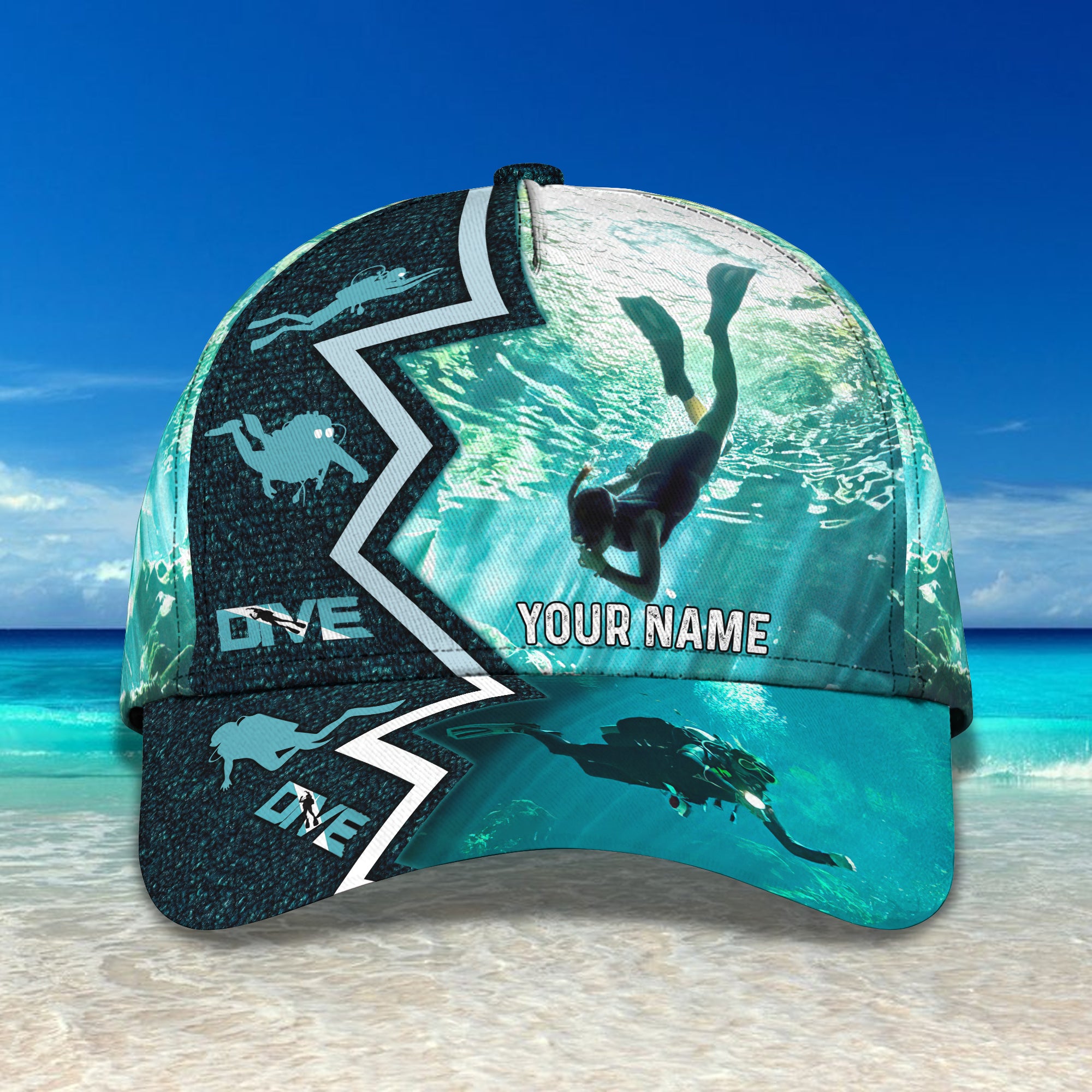 Scuba Diving - Personalized Name Cap