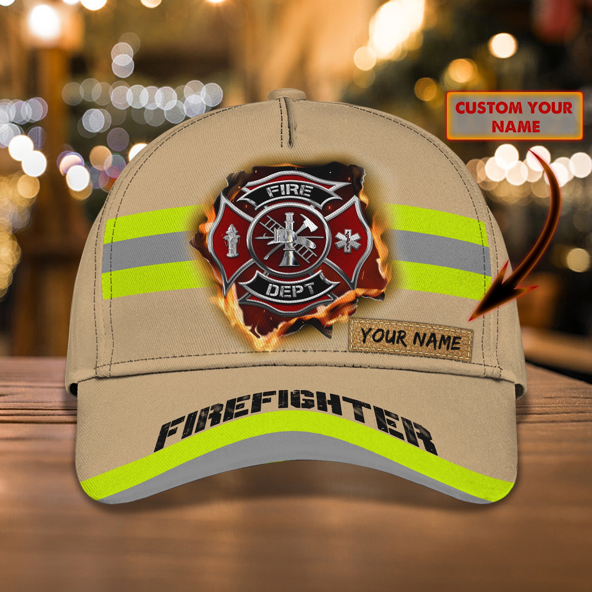 America Firefighter - Personalized Name Cap