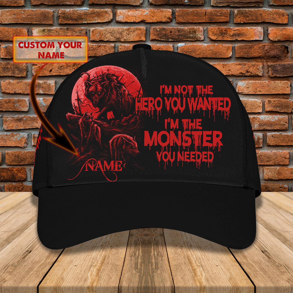 Monster Wolf  - Personalized Name Cap - Loop - Nt168 - Ct028