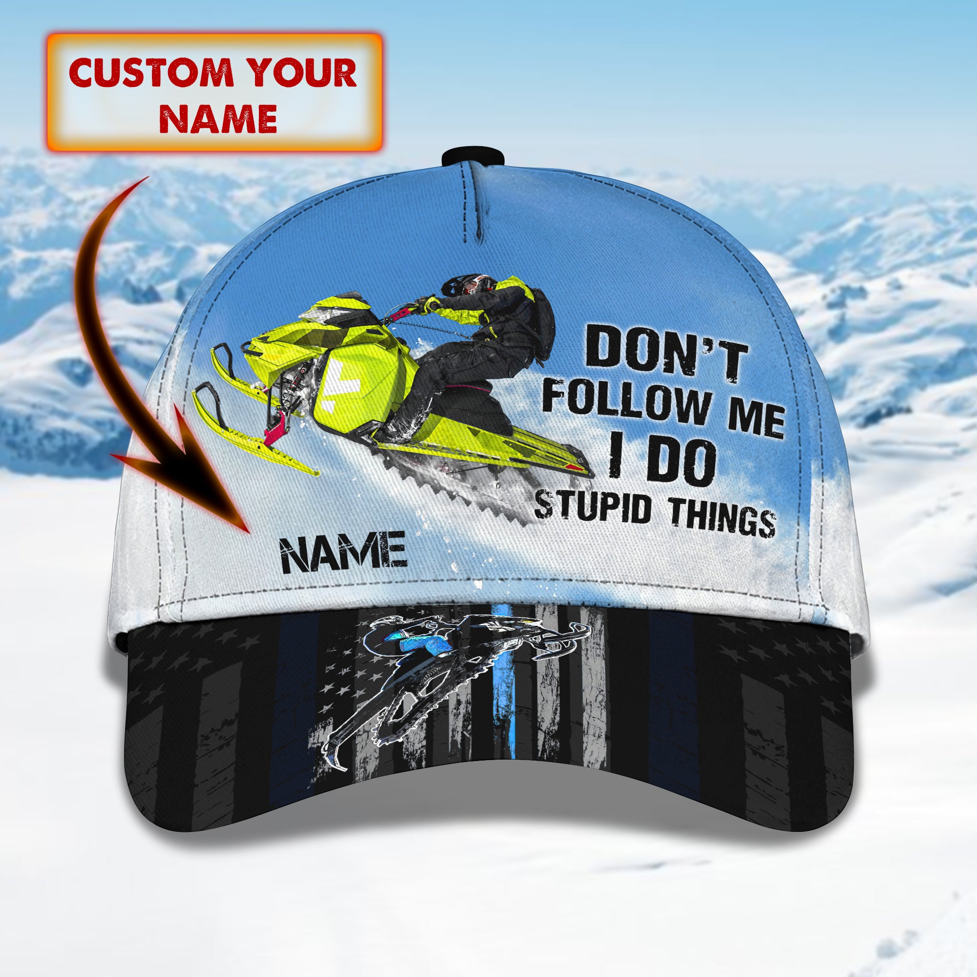 Skiing 3- Personalized Name Cap -Loop- Hd98 77