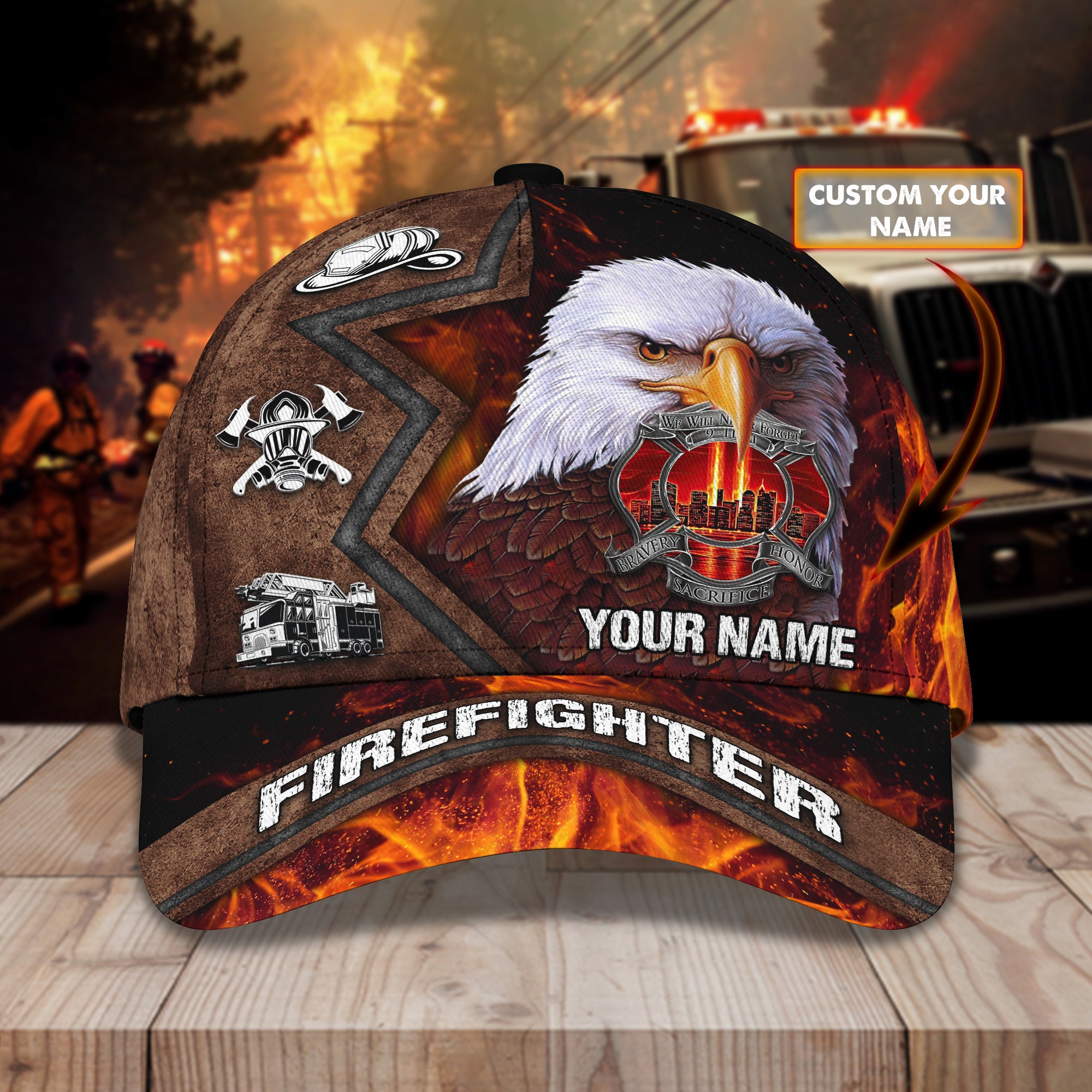 Fire Fighter 03 - Personalized Name Cap - 16hb