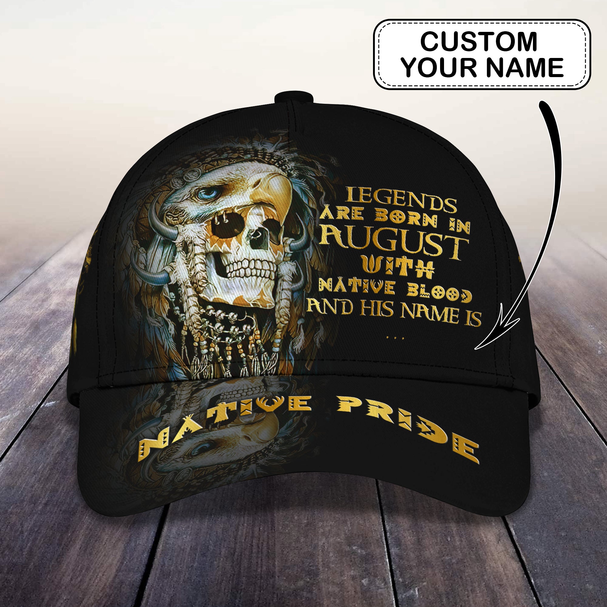 August Legend with Native blood - Personalized Name Cap - Loop - Vhv-cap-030