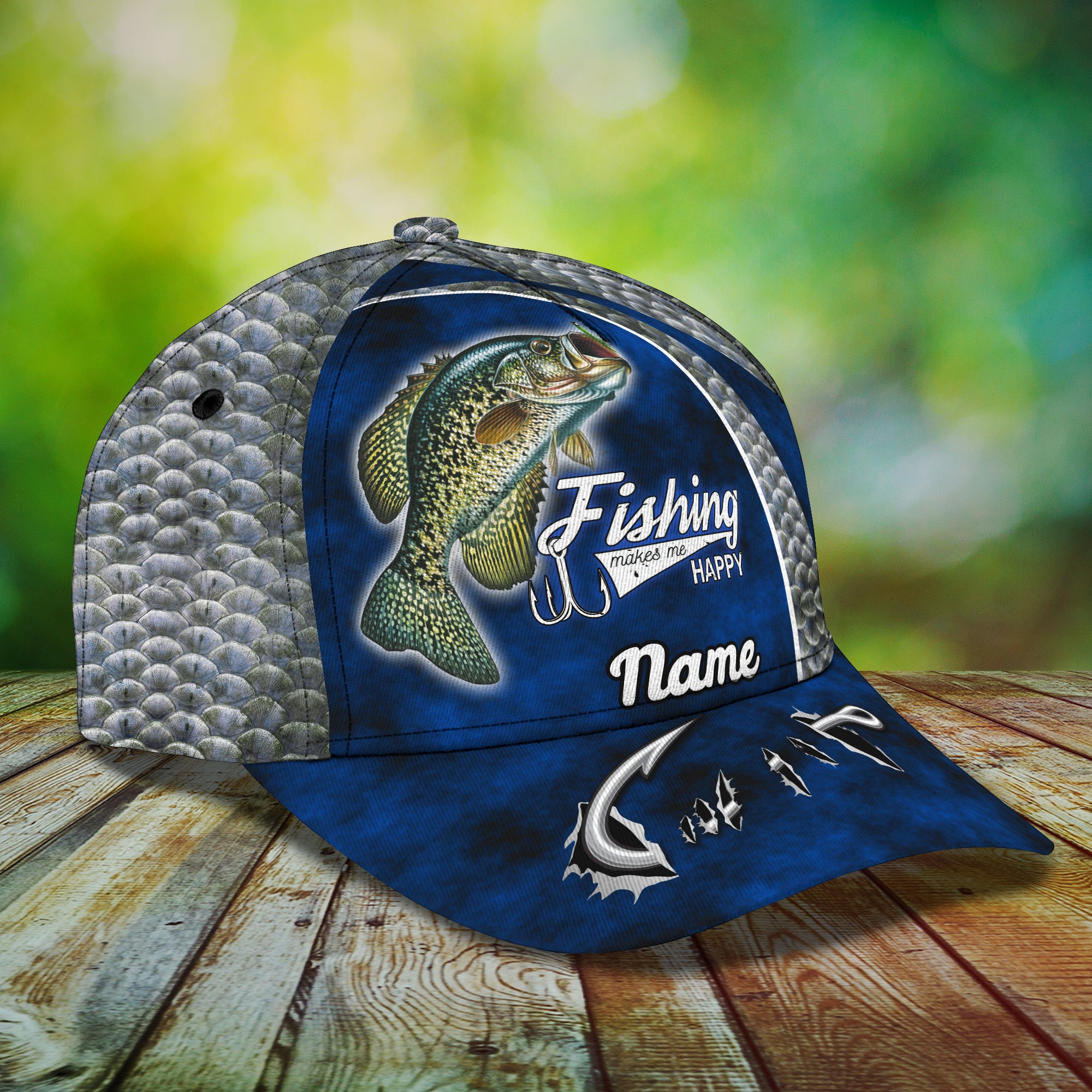 Crappie Fishing (blue) - Personalize Name Cap  - Loop - Ntp-200