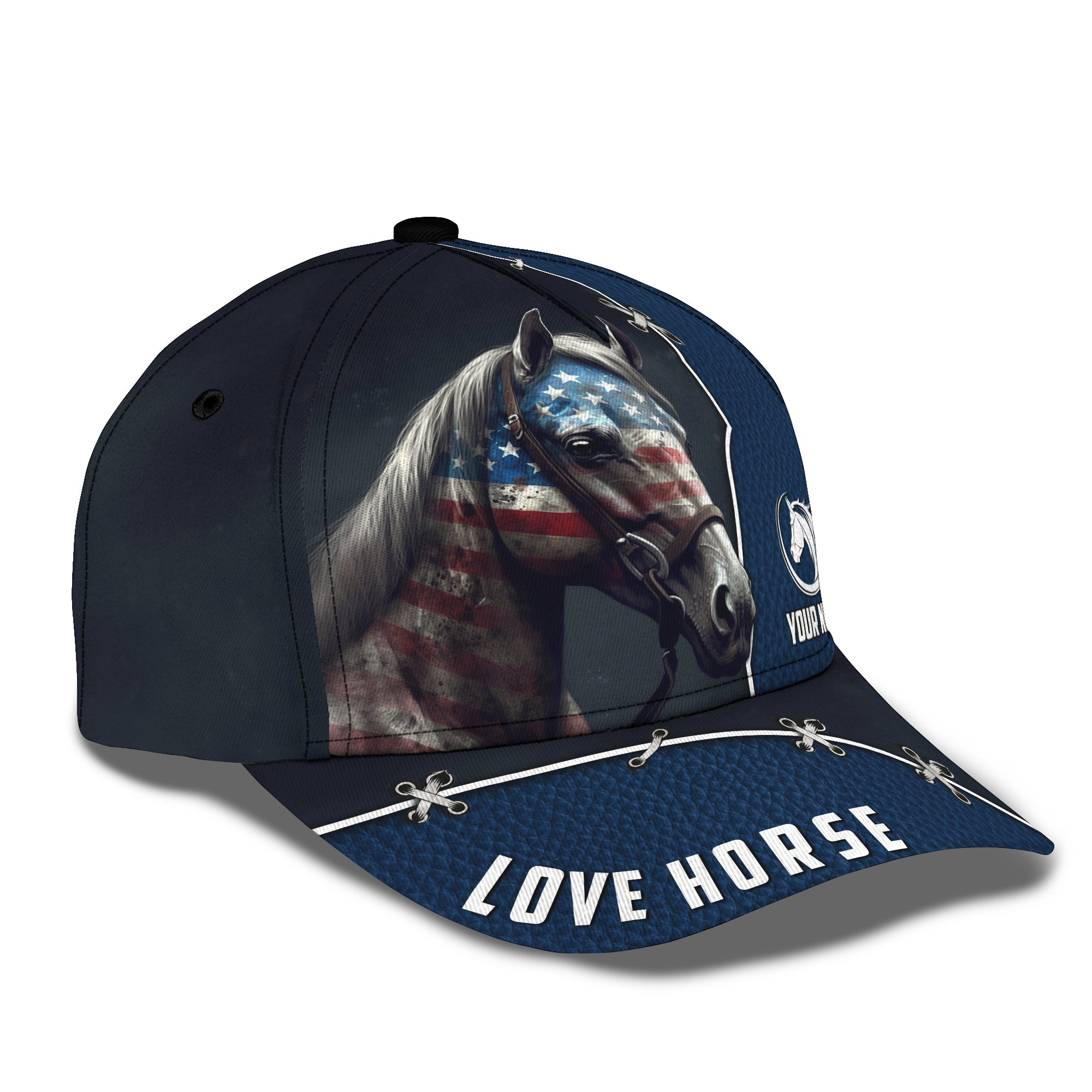 Personalized Fishing Cap US Horse And Blue Leather Pattern Men Women Hats