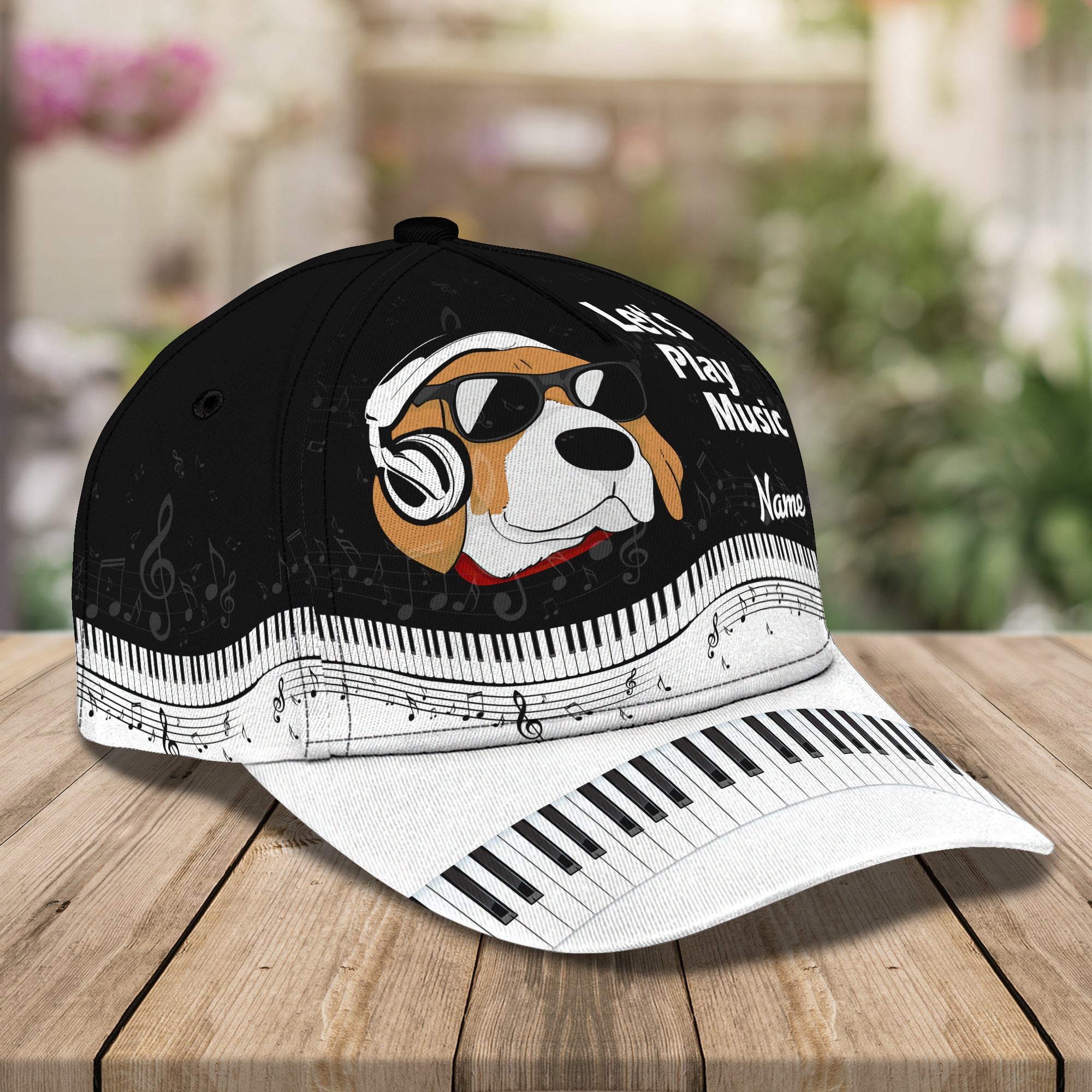 Beagle Piano - Personalized Name Cap - Dp98 - Dp362