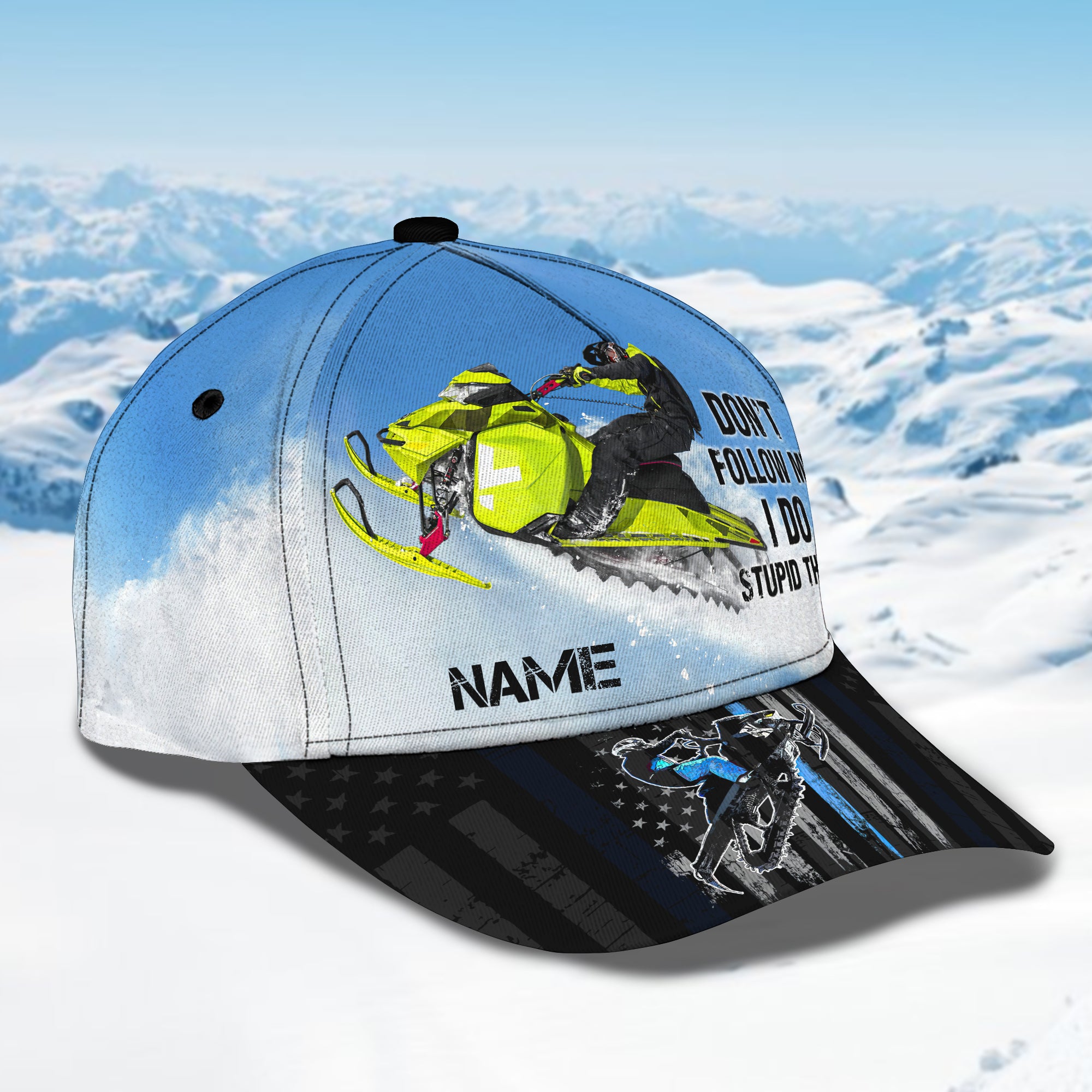 Skiing 3- Personalized Name Cap -Loop- Hd98 77