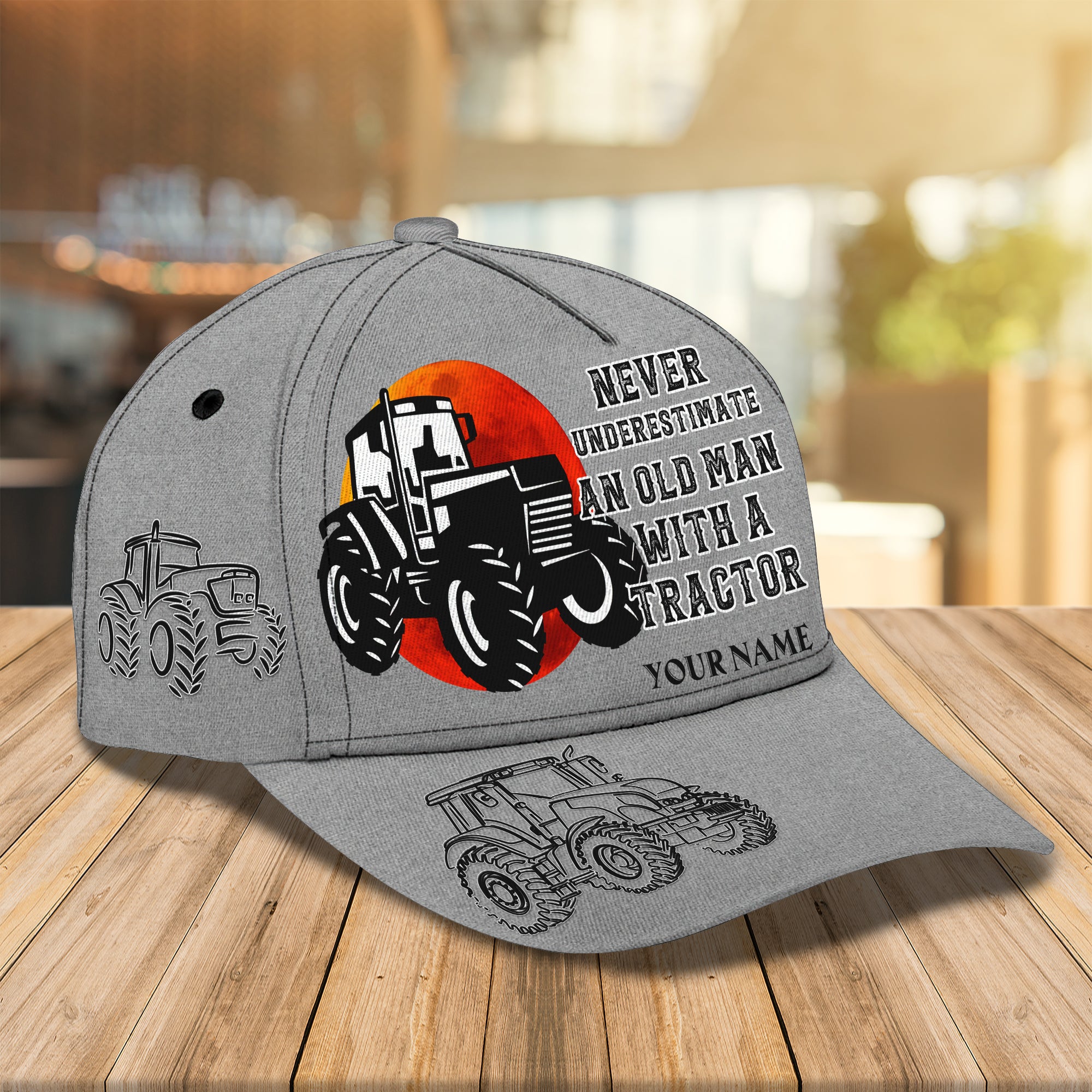 Never Underestimate An Old Man With A Tractor - Personalized Name Cap - Loop- T2k-201