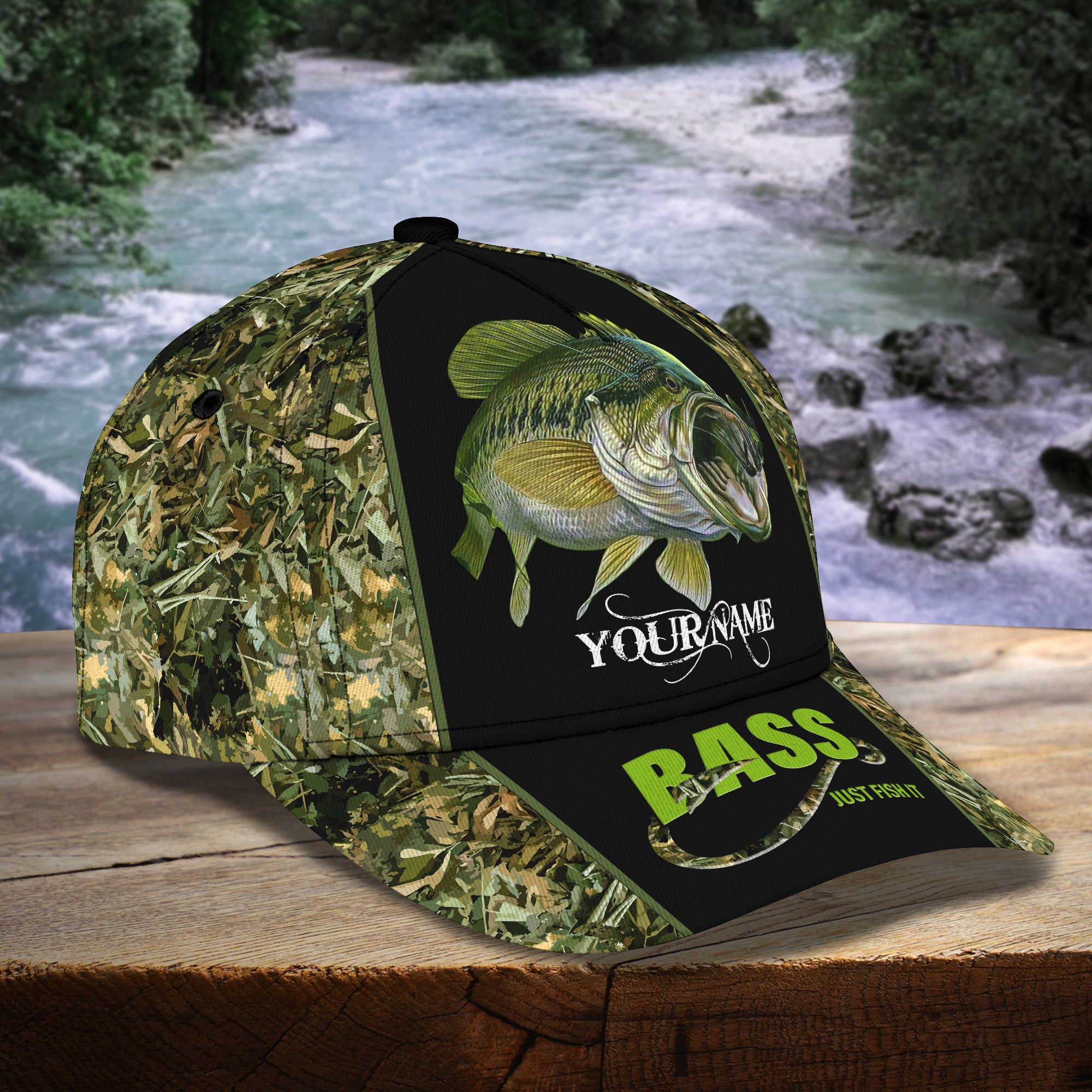 Bass Just Fish It - Personalized Name Cap - Nsd99