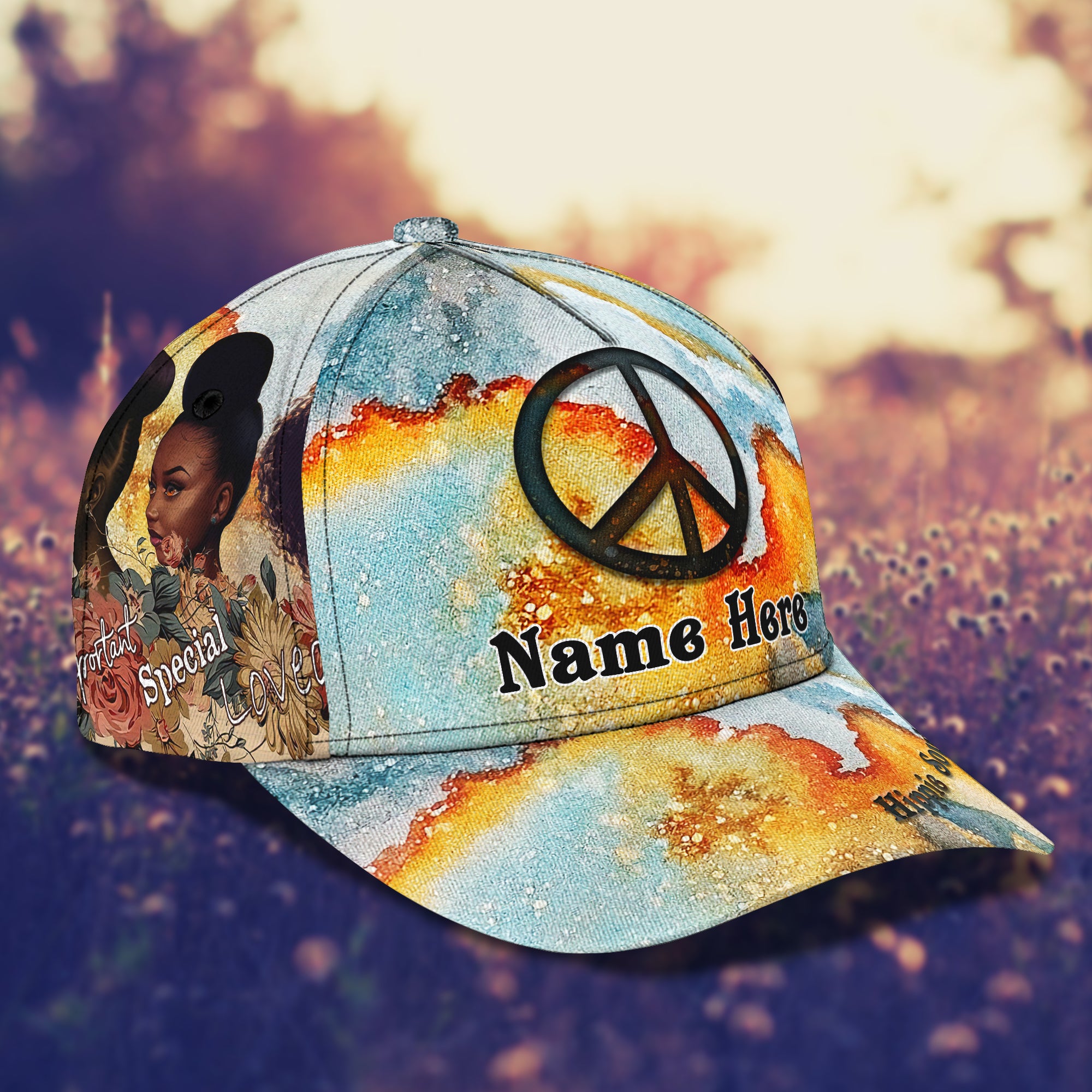 Hippie 01 - Personalized Name Cap - 16hb