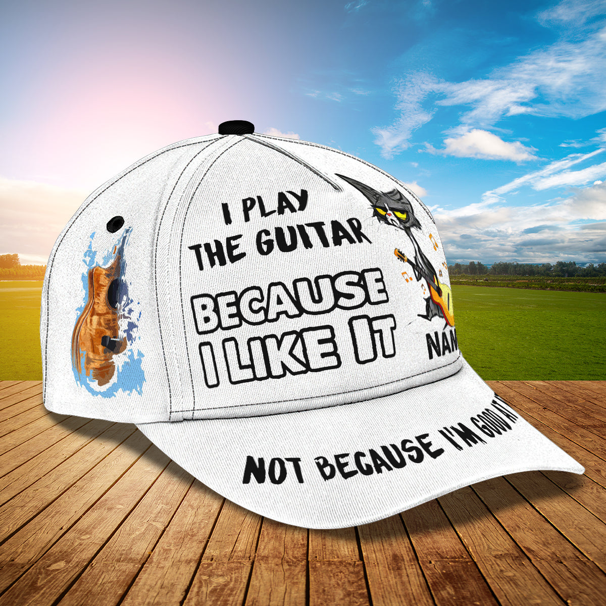 I Play The Guitar Because I Like It- Personalized Name Cap - Loop- T2k-243