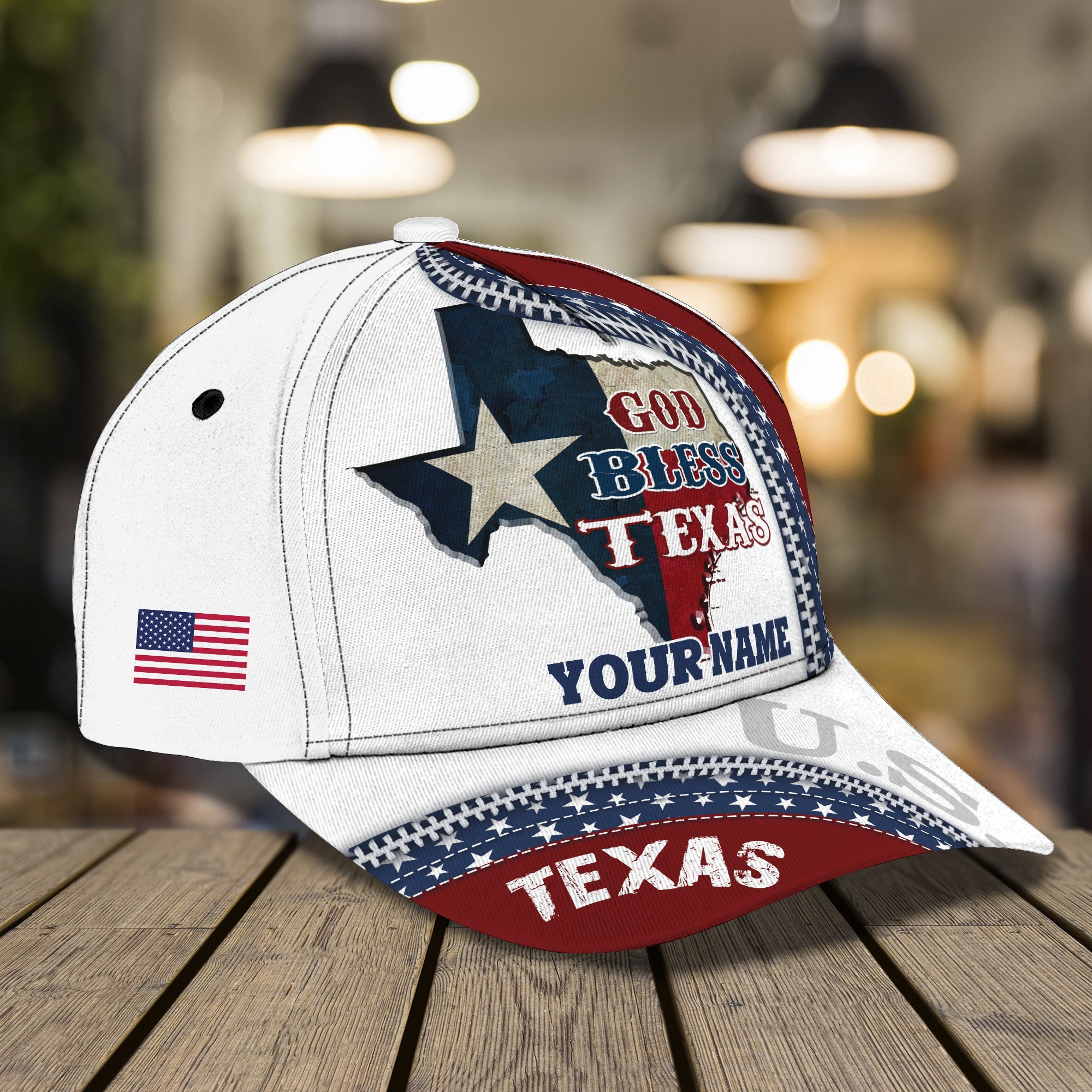 God Bless Texas - Personalized Name Cap 51 - Tad