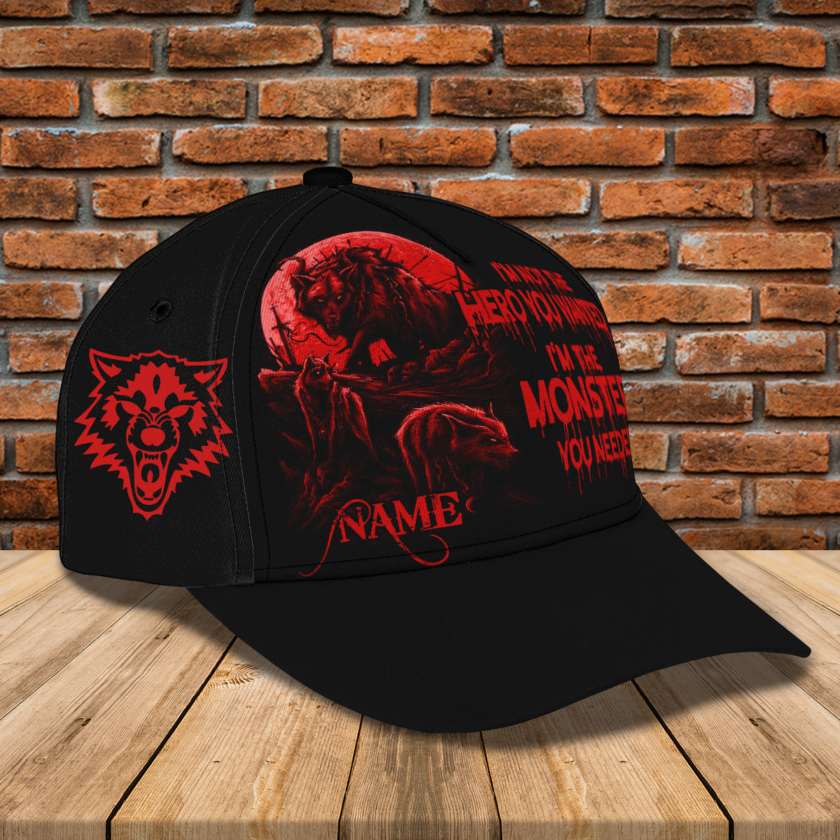 Monster Wolf  - Personalized Name Cap - Loop - Nt168 - Ct028