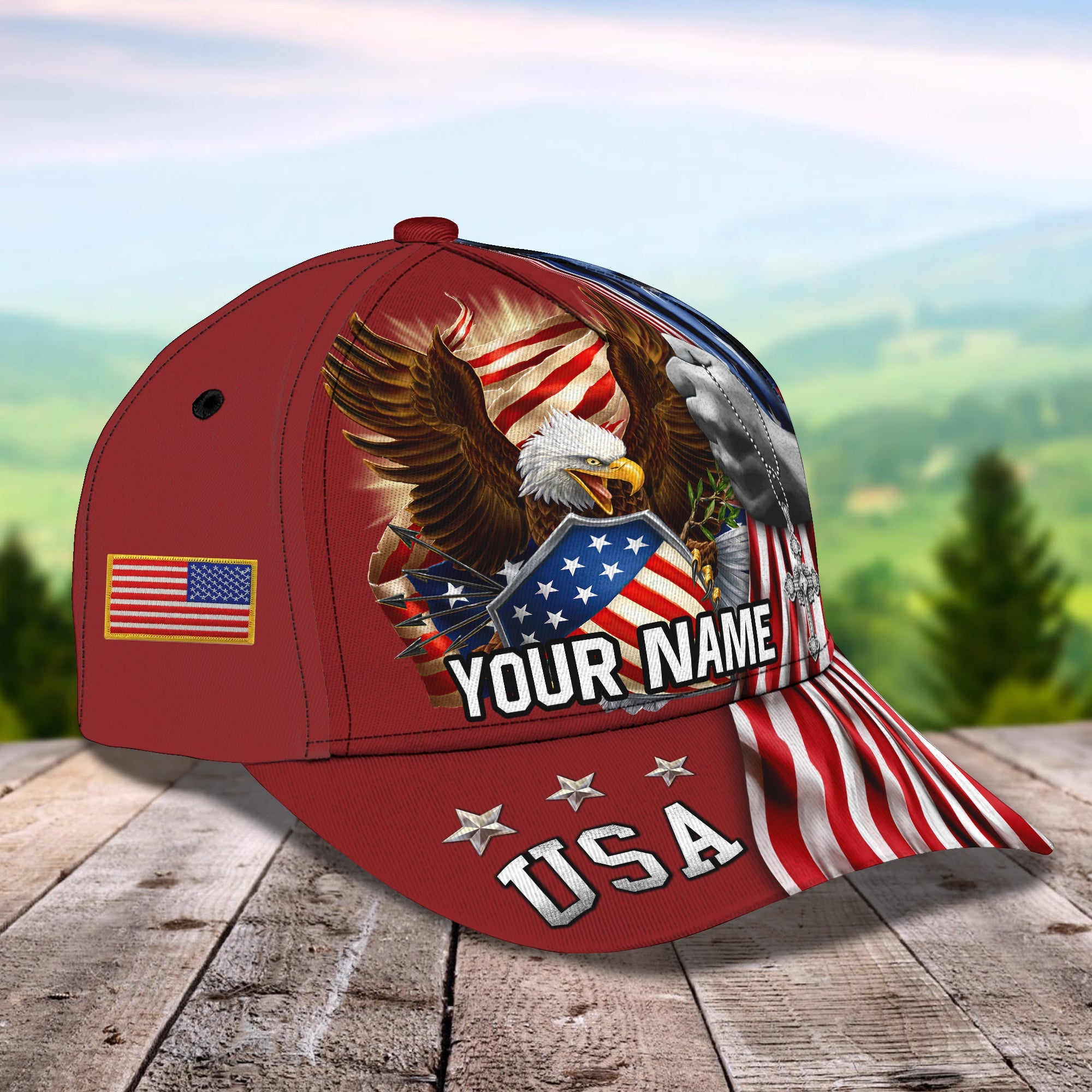 USA - Eagle - Personalized Name Cap 53 - TD96 (Large)