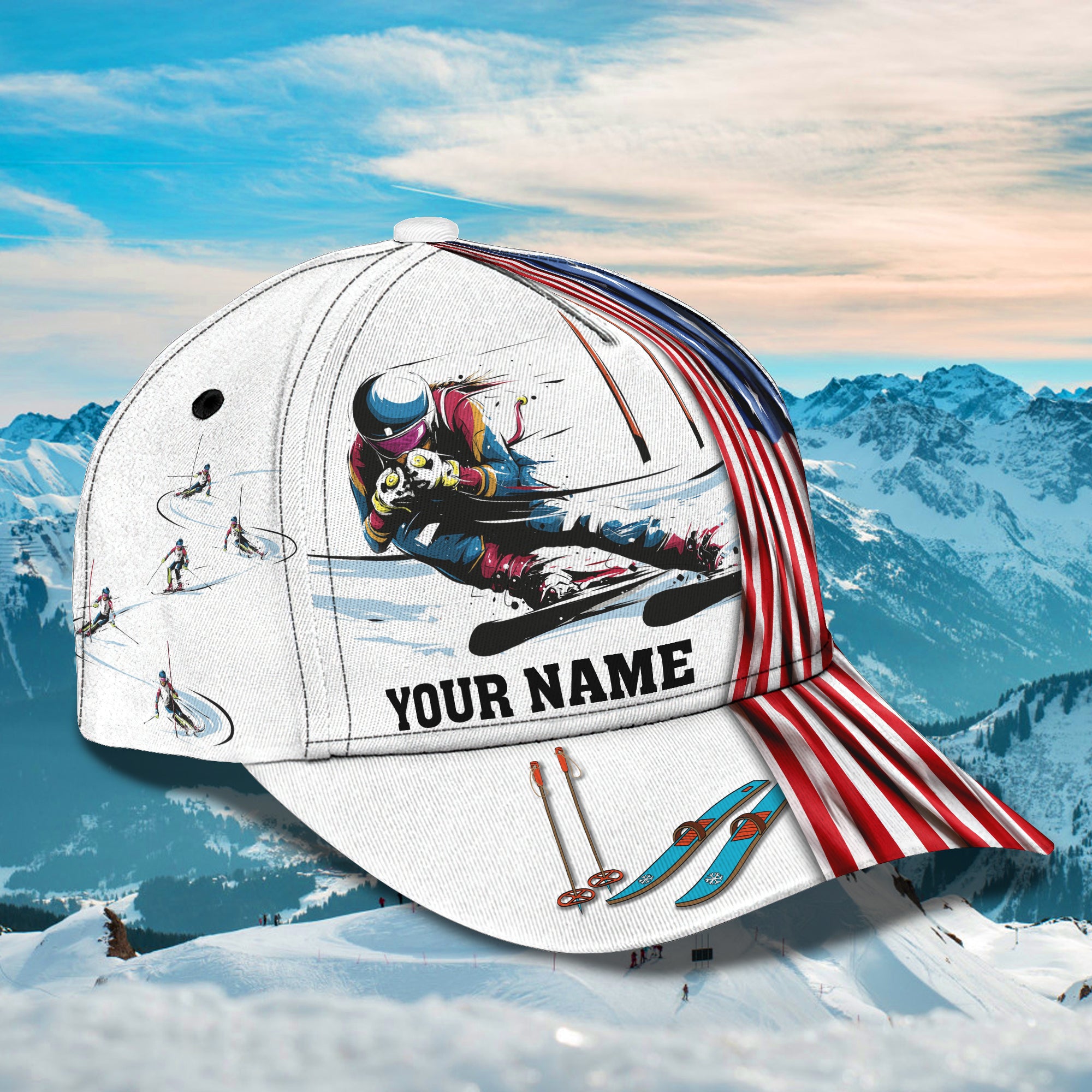 Skiing - Personalized Name Cap -TT99-214
