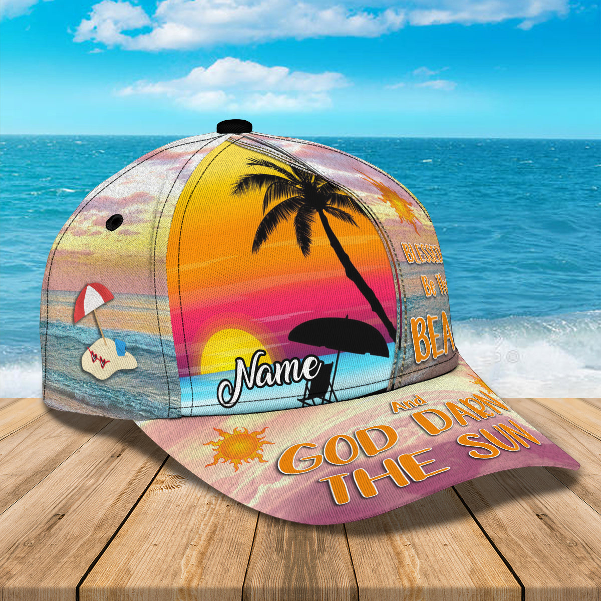 Blessed Be The Beach TA - Personalized Name Cap - Nt168 - Ct094