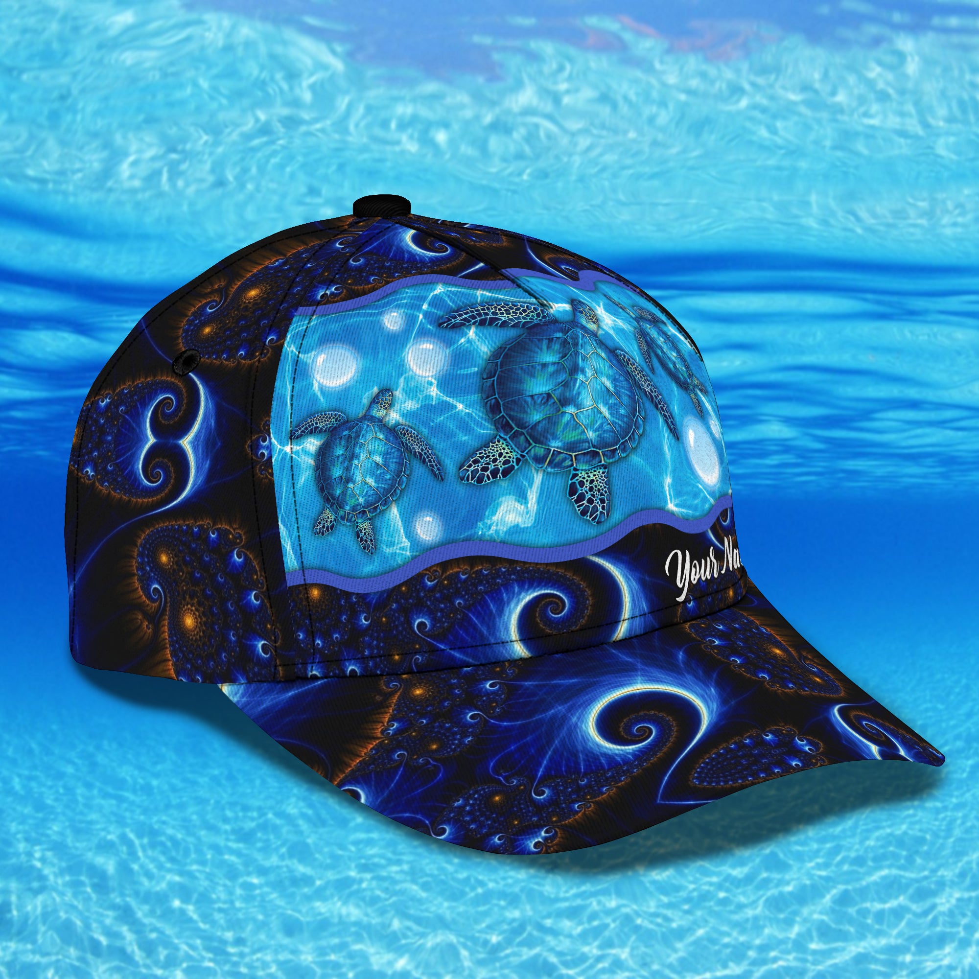 Blue turtle - Personalized Name Cap - Loop - h2k-h20