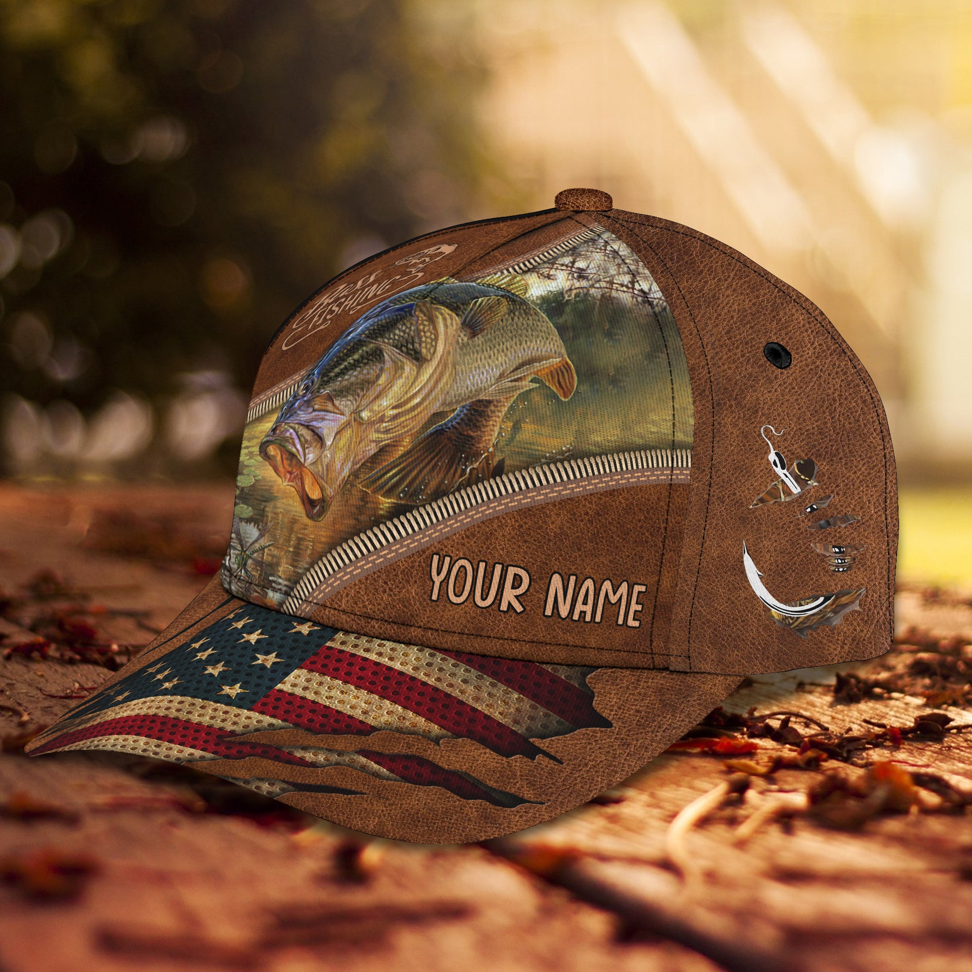 Bass Fishing - Personalized Name Cap - Boom