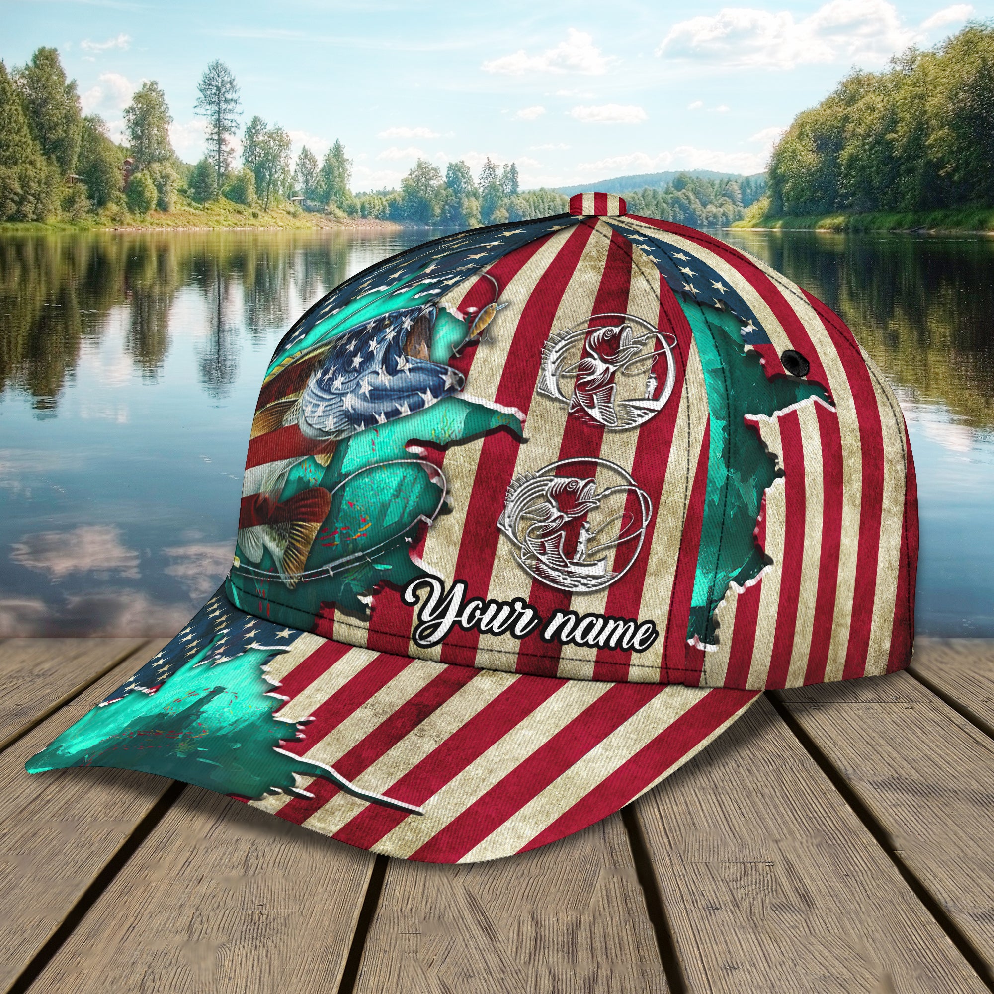 America Fishing - Personalized Name Cap - Urt96