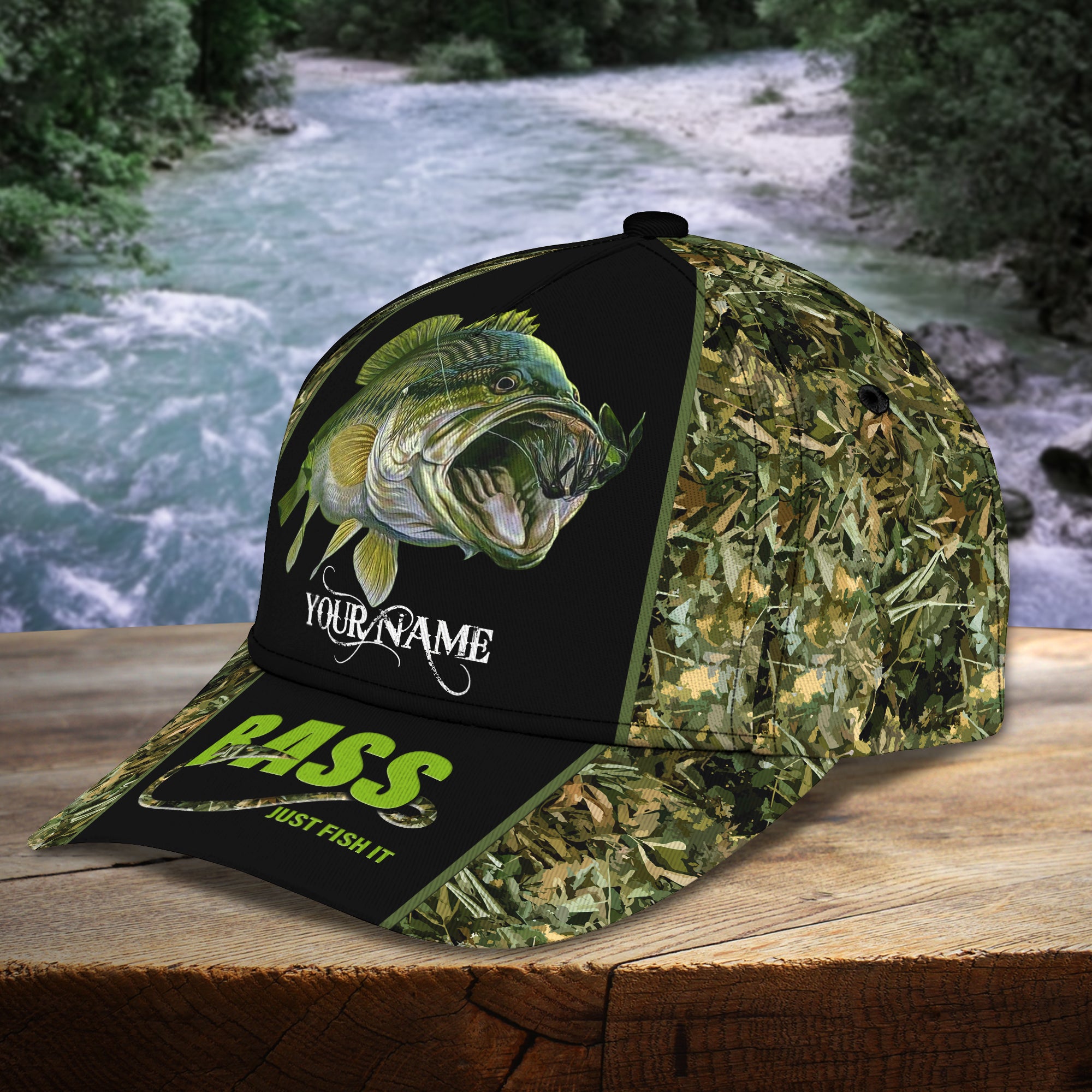 Bass Just Fish It - Personalized Name Cap - Nsd99