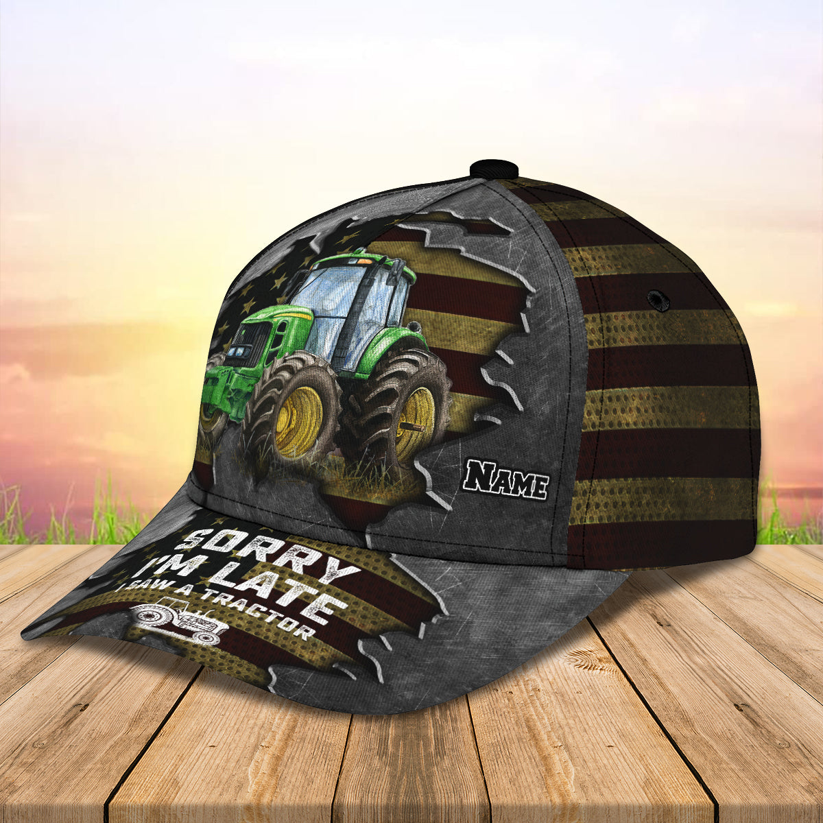 Sorry I'm Late I Saw A Tractor - Personalized Name Cap - Loop- T2k-204
