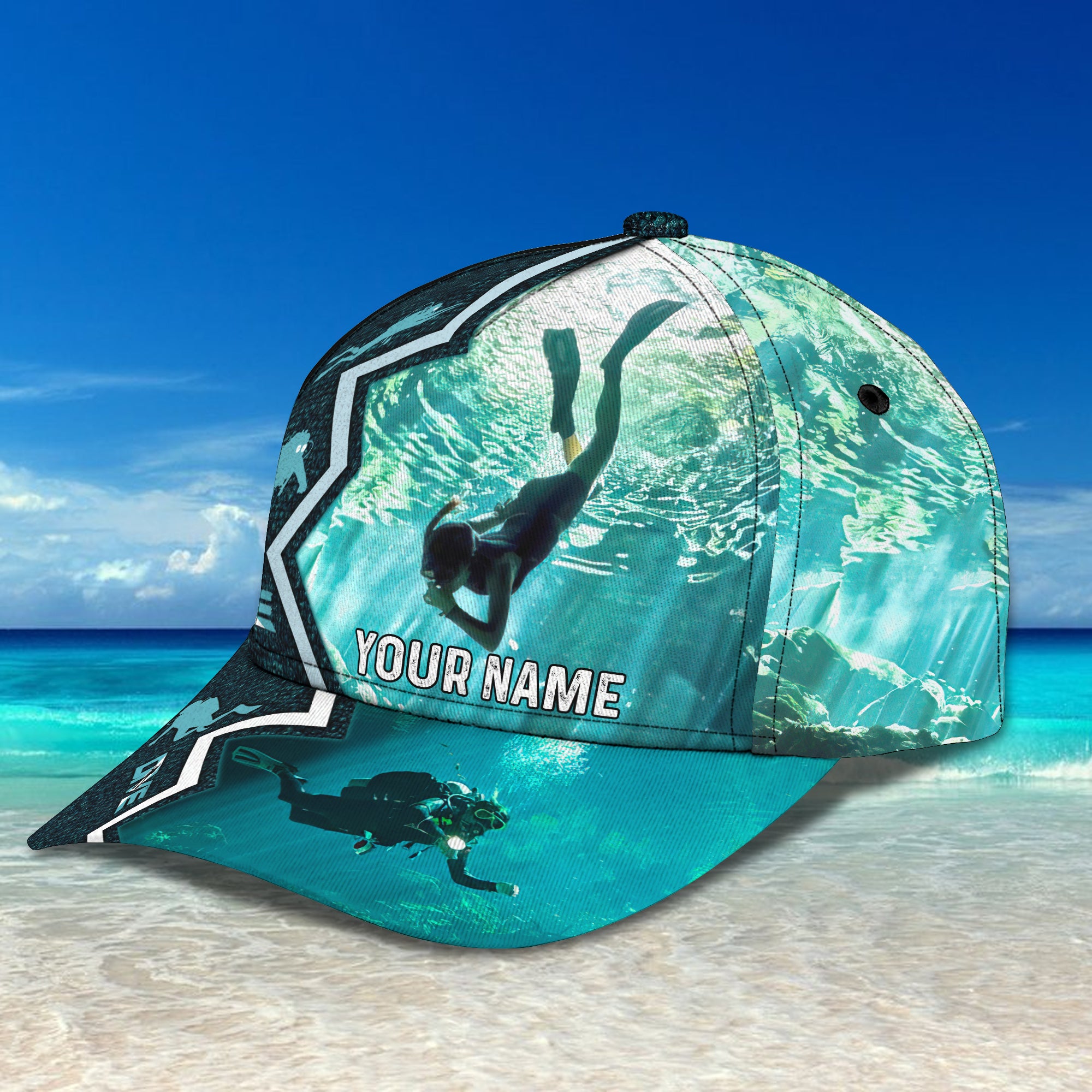 Scuba Diving - Personalized Name Cap