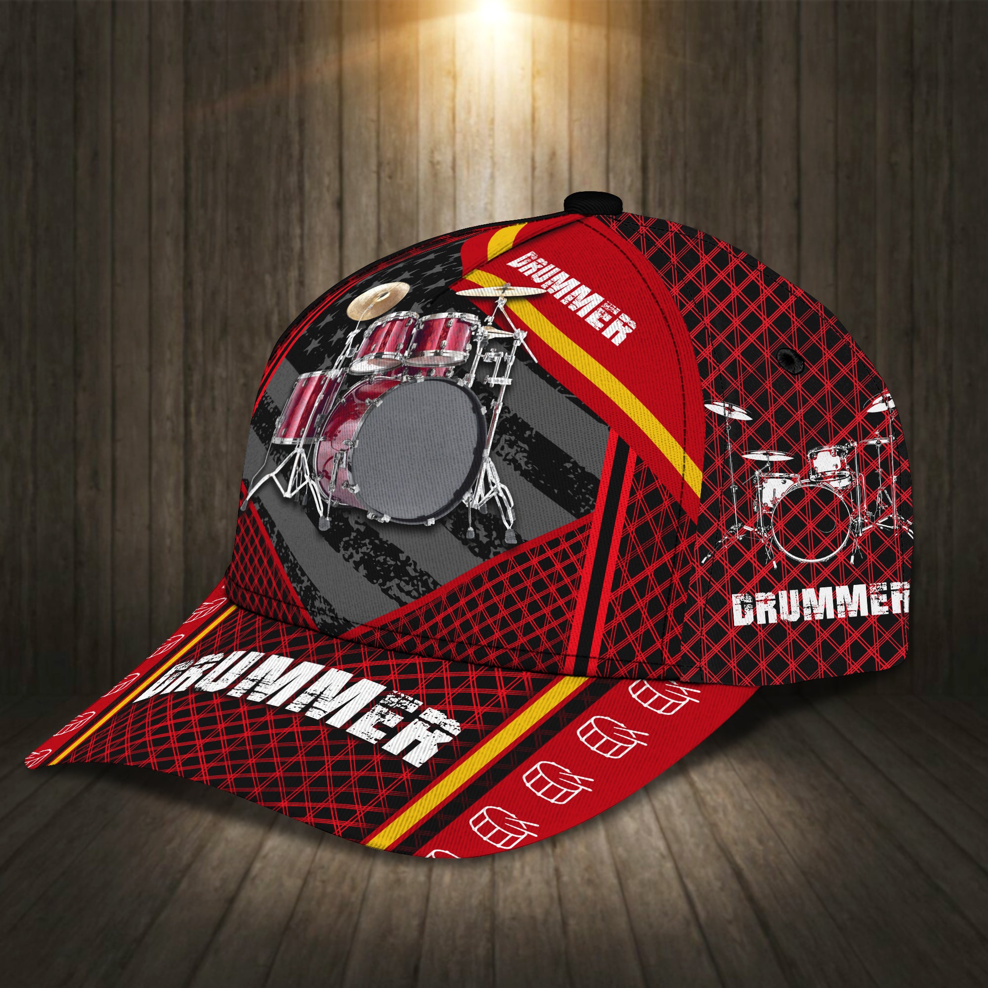 Red Drum Personalized Name Cap Gift For Drummer RinC98