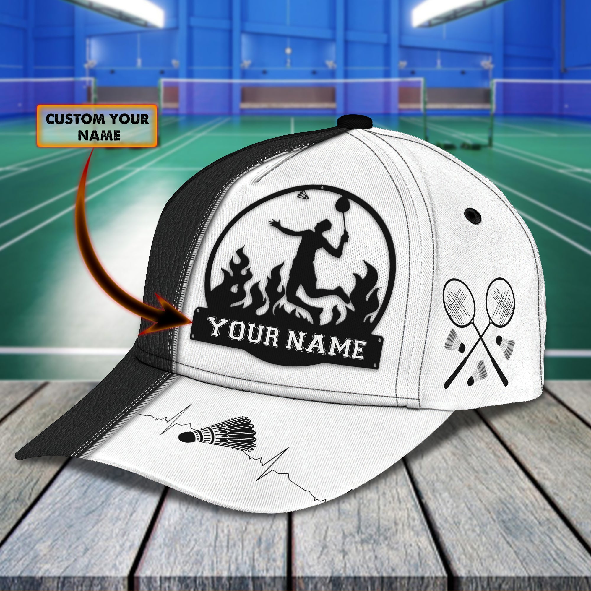 Badminton 01 - Personalized Name Cap - HTA