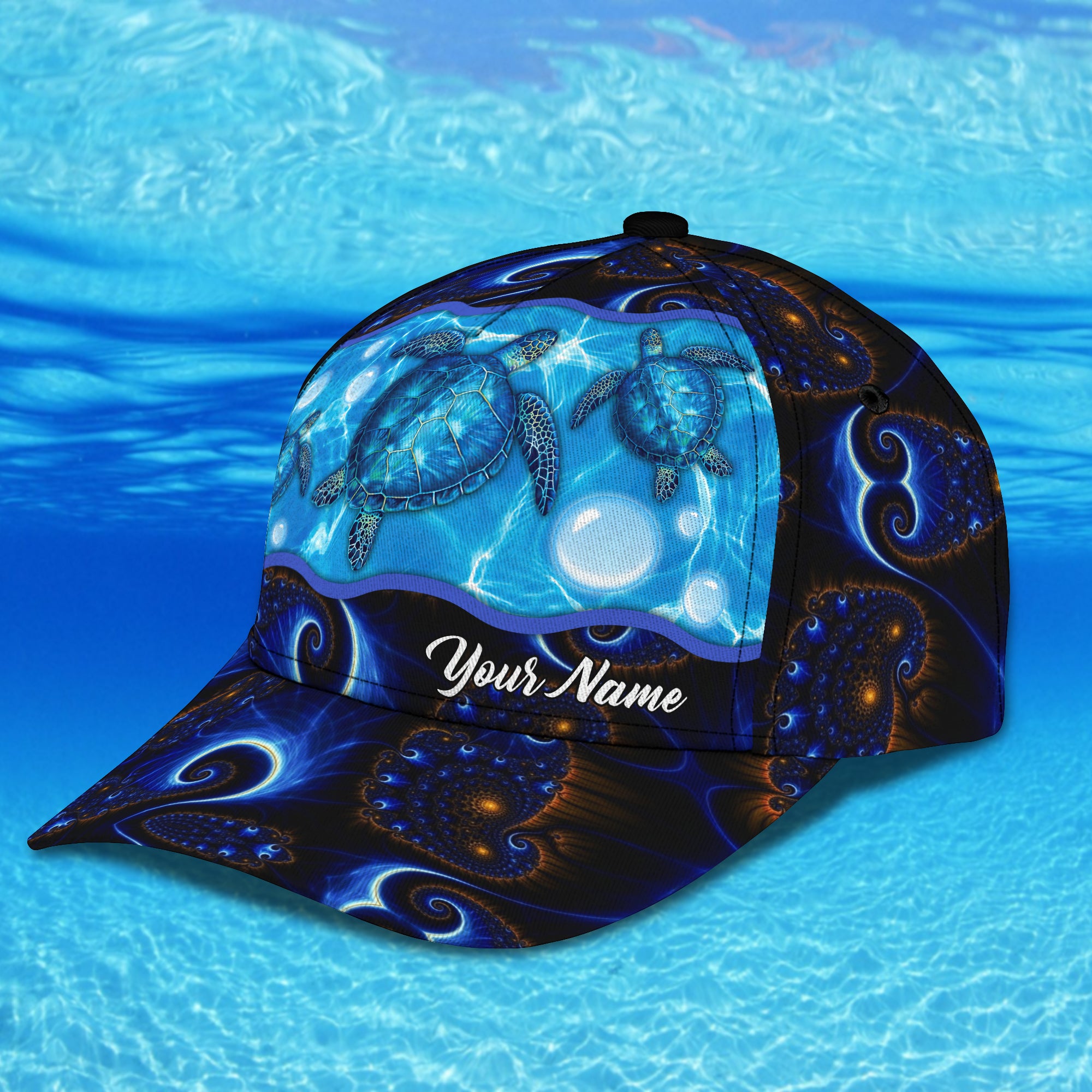 Blue turtle - Personalized Name Cap - Loop - h2k-h20