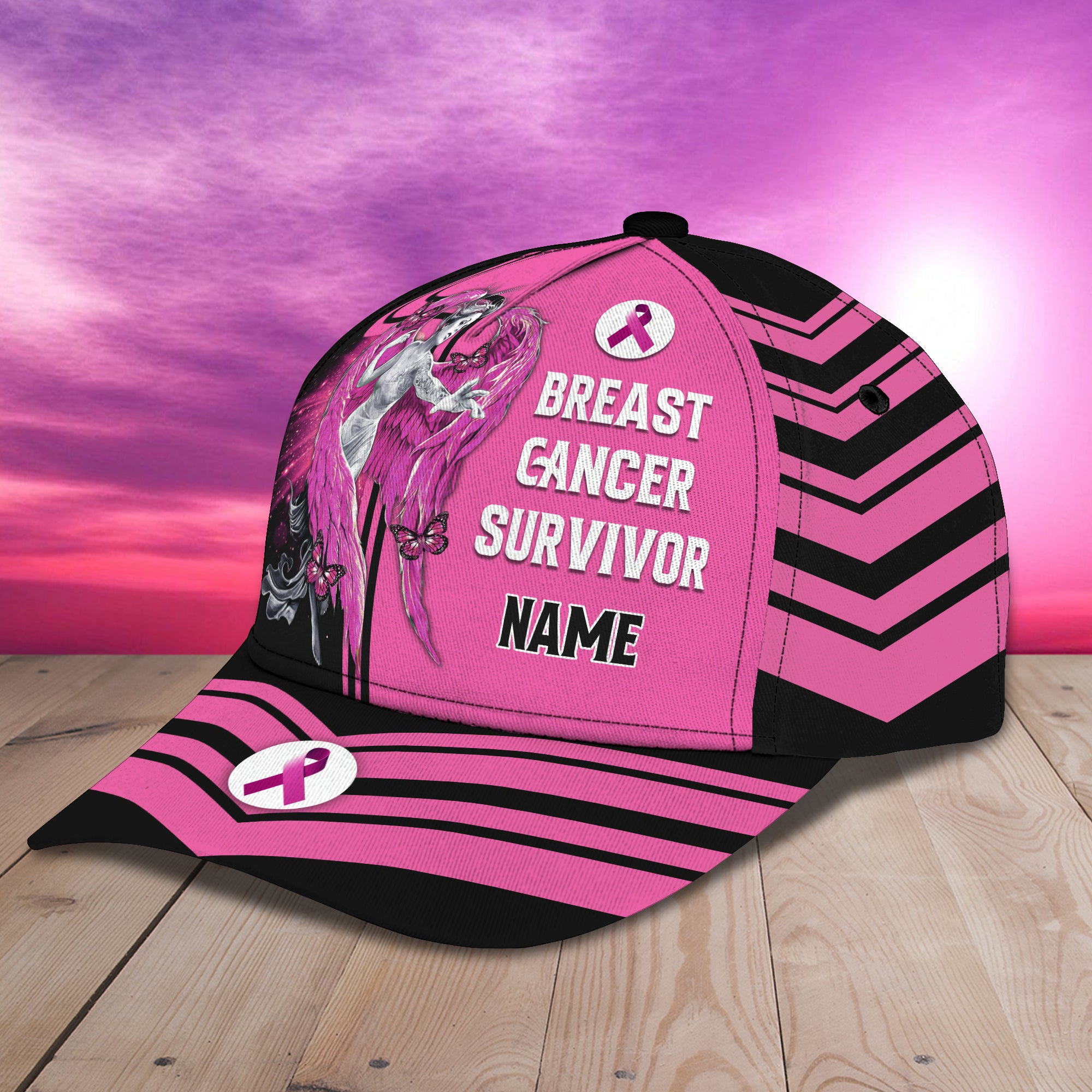 Breast Cancer Survivor- Personalized Name Cap For Breast Cancer Awareness -Loop- T2k-148