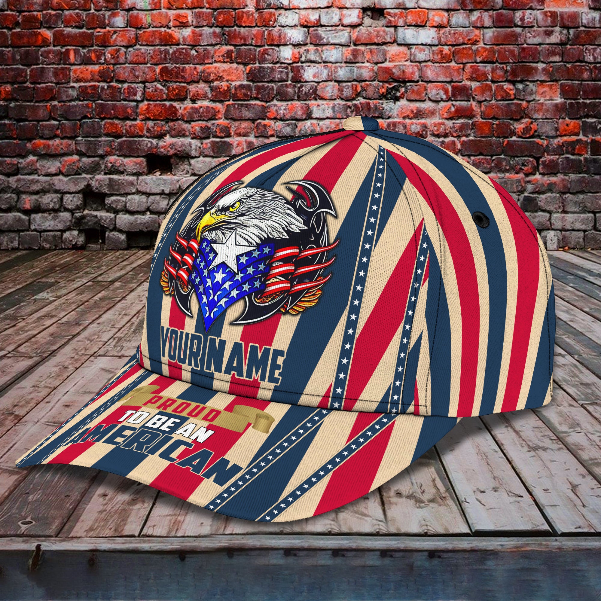 Pround To Be An American - Personalized Name Cap - Urt96